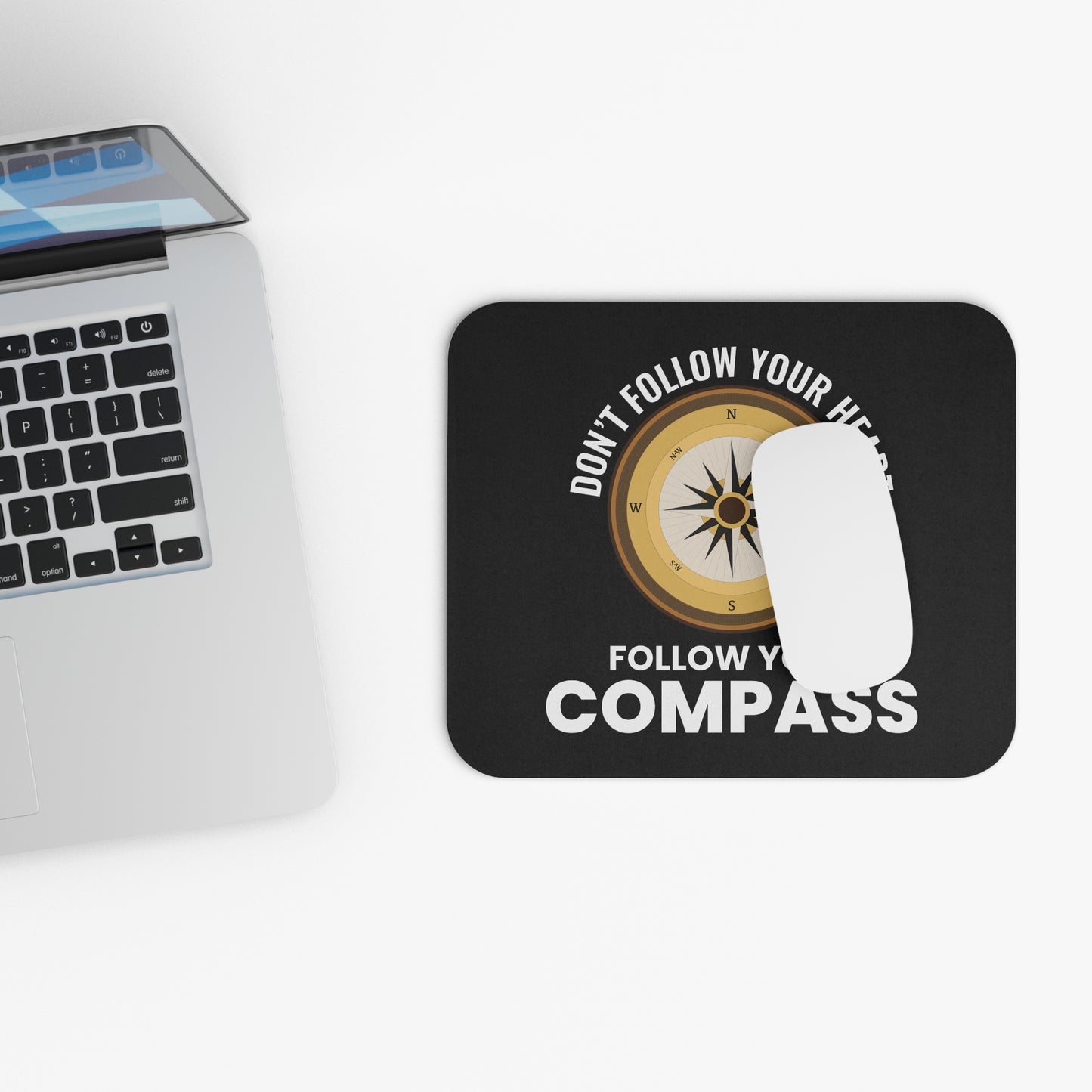 Humorous Compass Mouse Pad - Navigation Geography Non-Slip Rubber Base for Travelers & Adventurers
