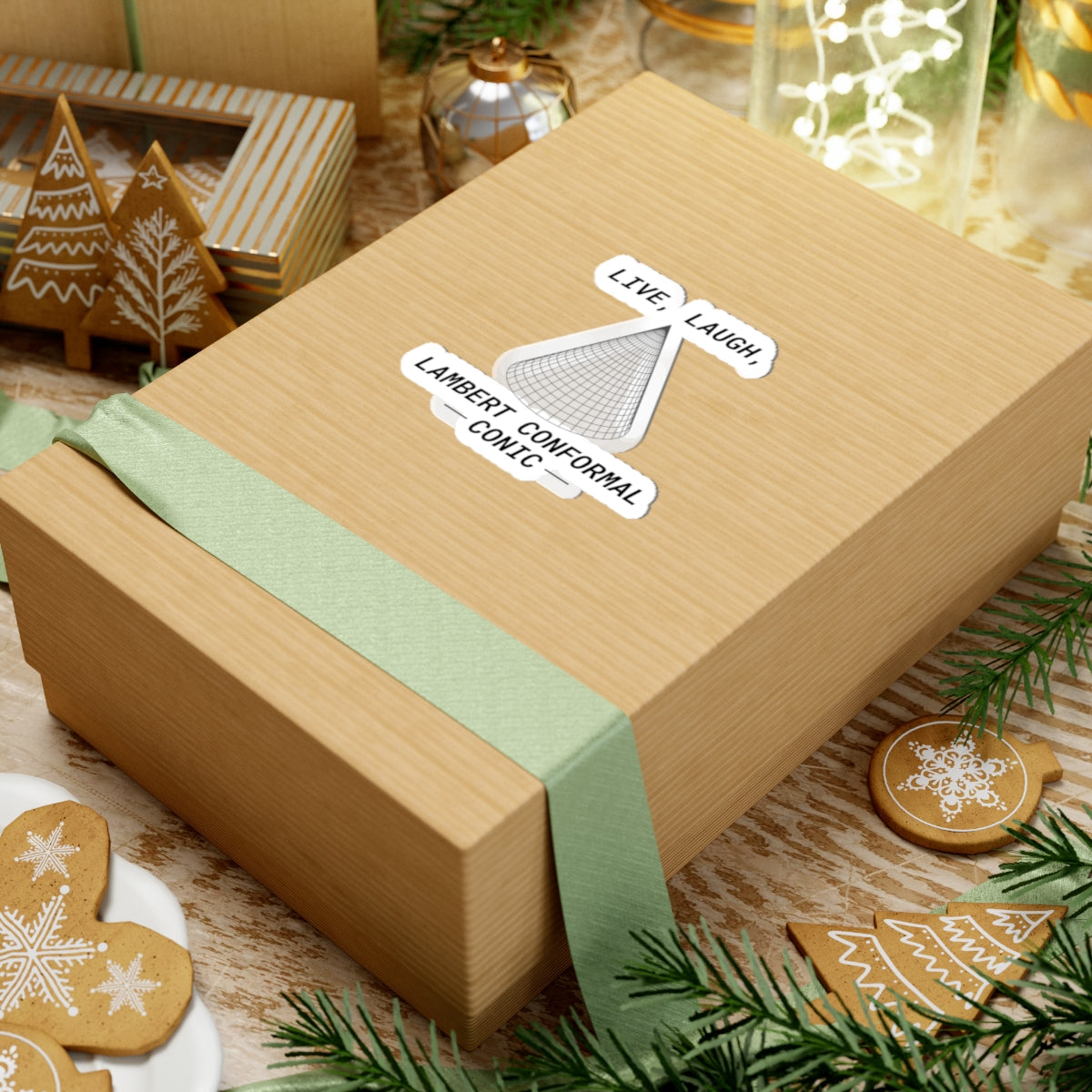 Geeky Map Projection Sticker - Lambert Conformal Conic Humor Vinyl Decal for Cartography Nerds & GIS Analysts