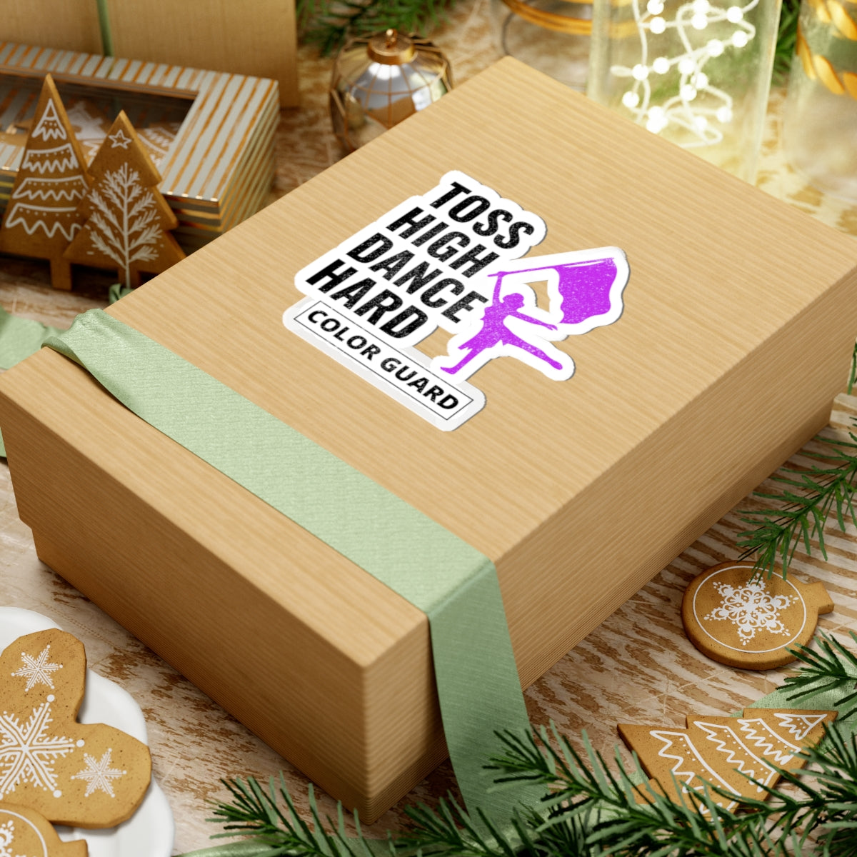 Color Guard Sticker Vinyl: Toss High Dance Hard - Twirling Dancer Design