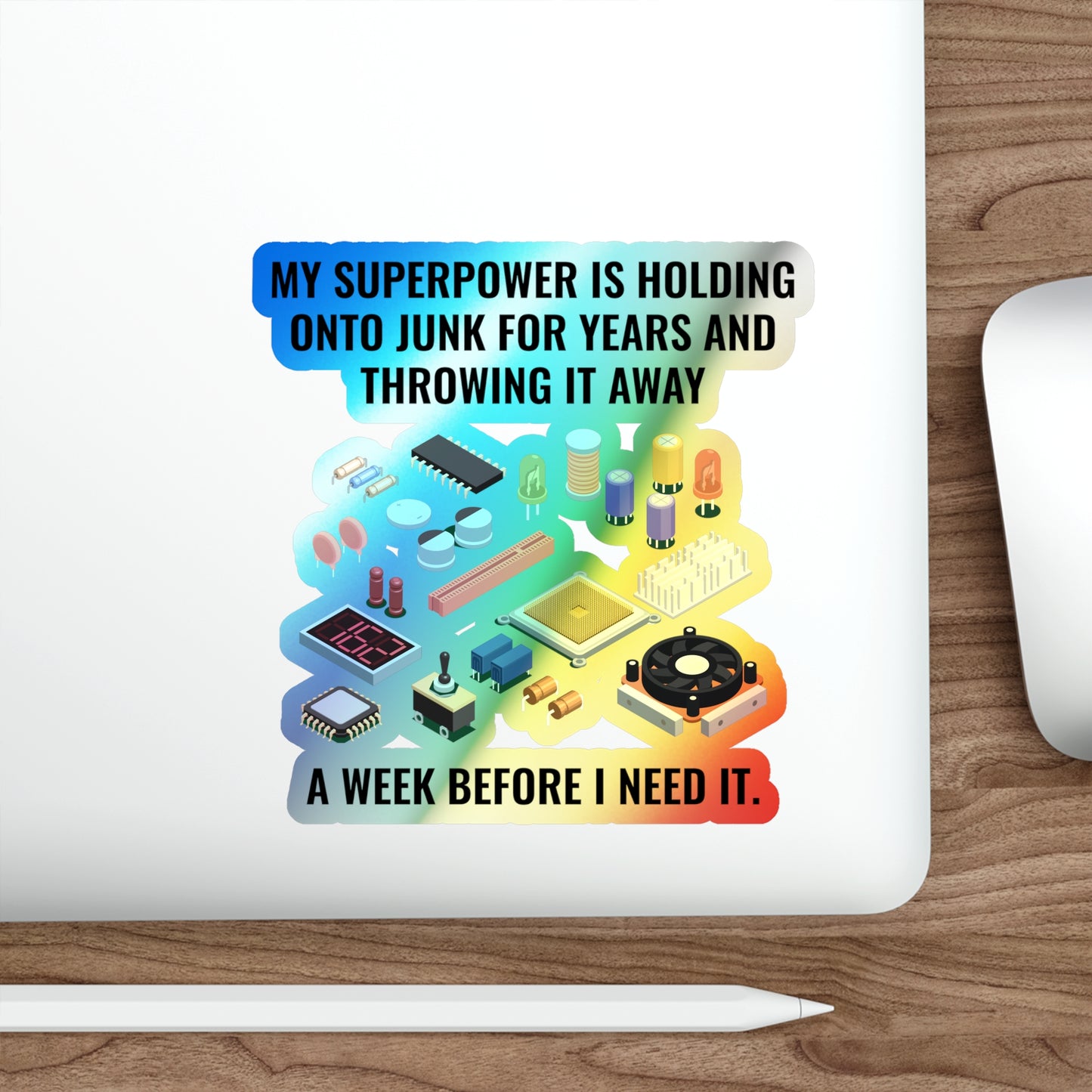 Amateur Ham Radio Operator Stickers Holographic Vinyl Decal - Shack Organizer & Parts Hoarder