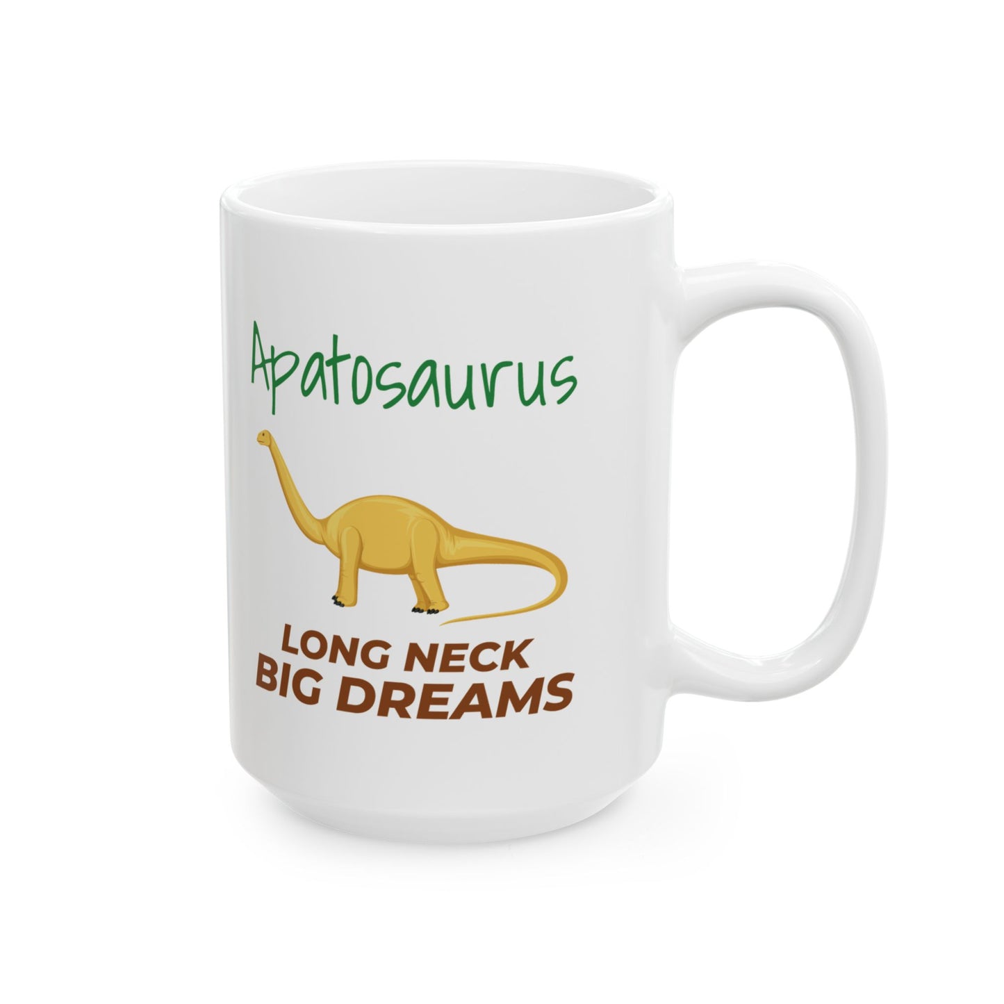 Dinosaurier-Fossil-Becher für Pflanzenfresser-Fans, Apatosaurus, gelbes Design