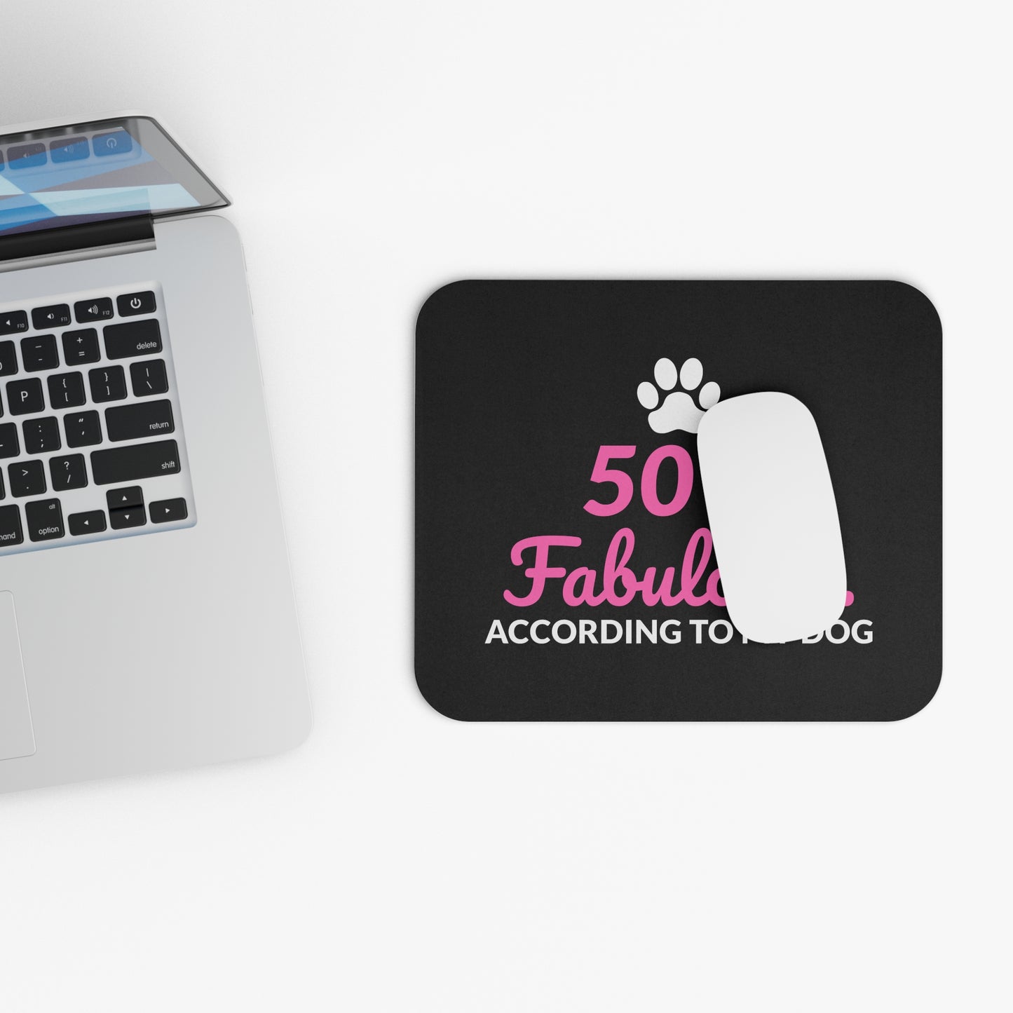 Funny 50th Birthday Mouse Pad - Dog Approved Gift for Women & Men, Non-Slip Rubber Base, Office Desk Accessory