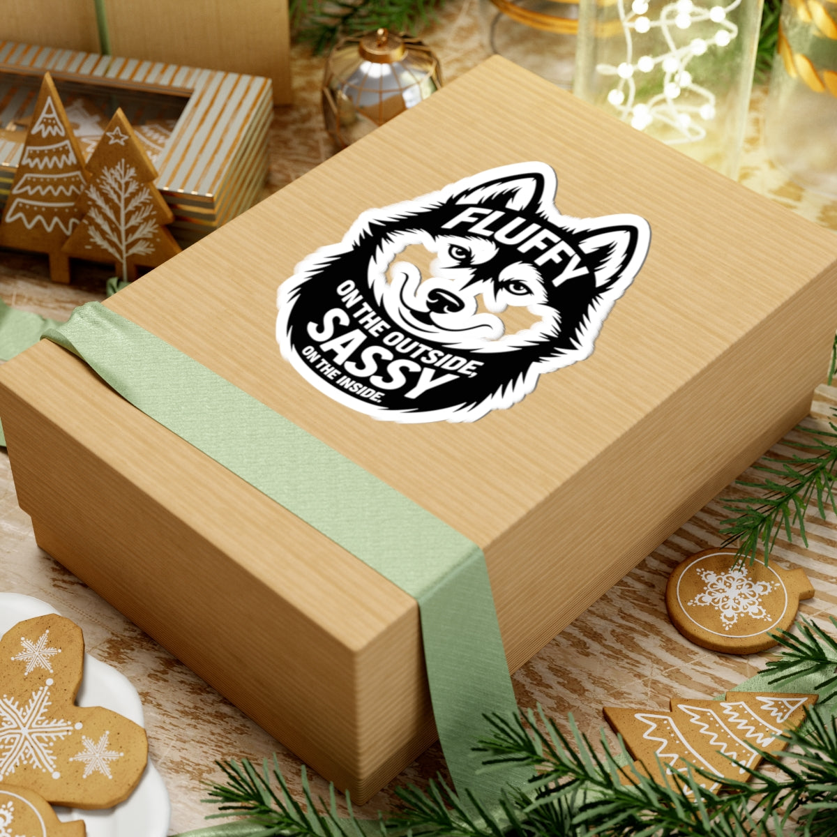 Fluffy Sassy Husky Sticker - Playful Vinyl Decal for Dog Lovers, Husky Fans