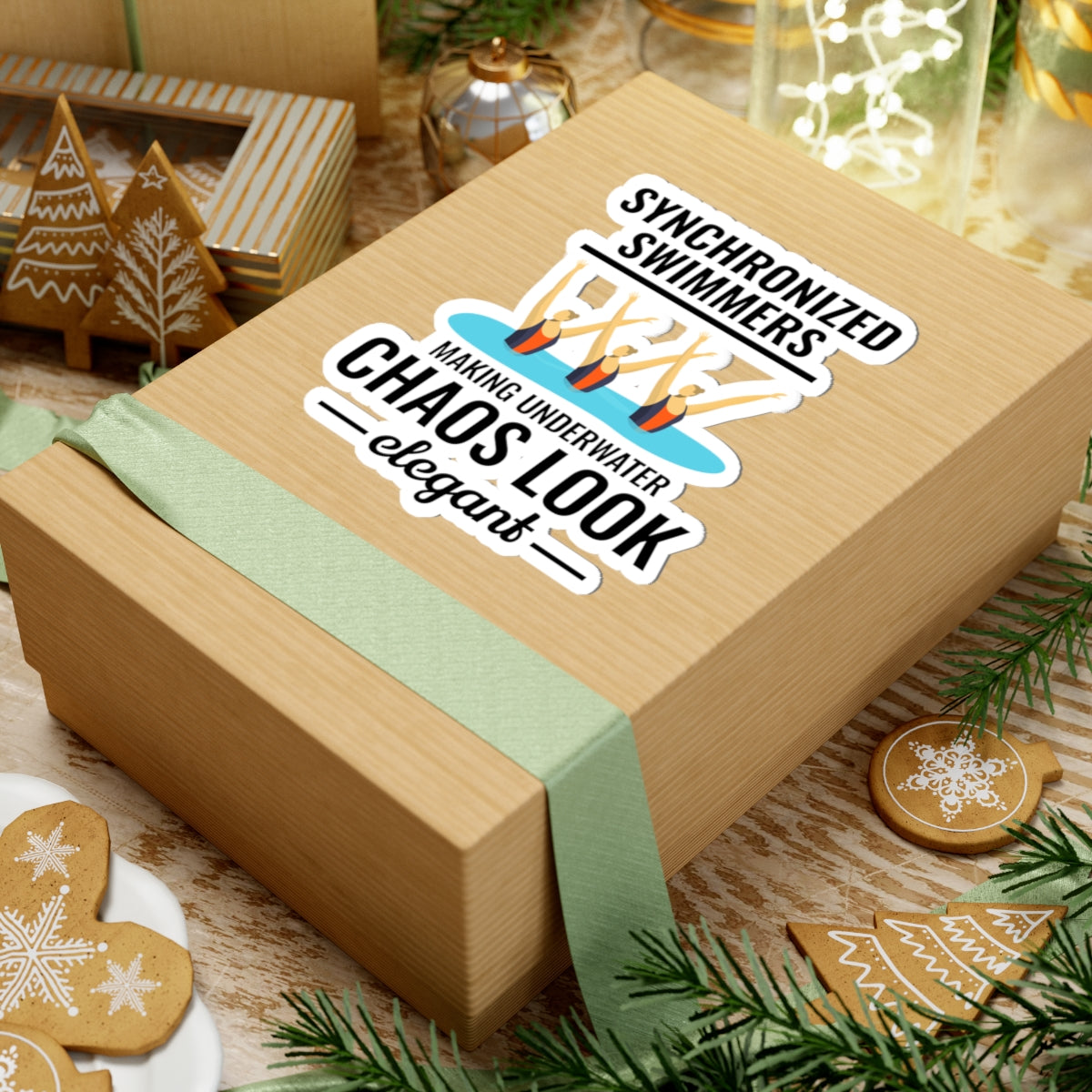 Artistic Synchronized Swimming Sticker - Elegant Chaos Vinyl Decal for Athletes