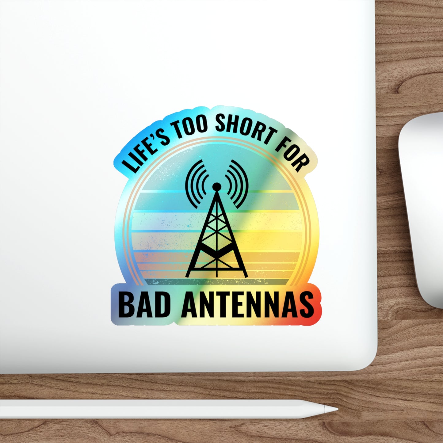 Amateur Ham Radio Operator Stickers Holographic Vinyl Decal - Antenna Enthusiasts & Signal Quality