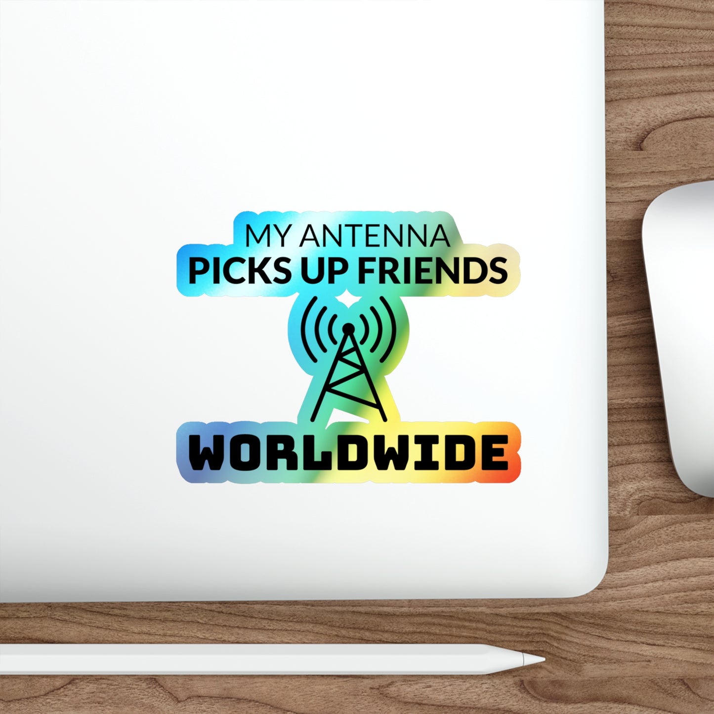 Amateur Ham Radio Operator Stickers Holographic Vinyl Decal - Global Contacts & DX Friendships