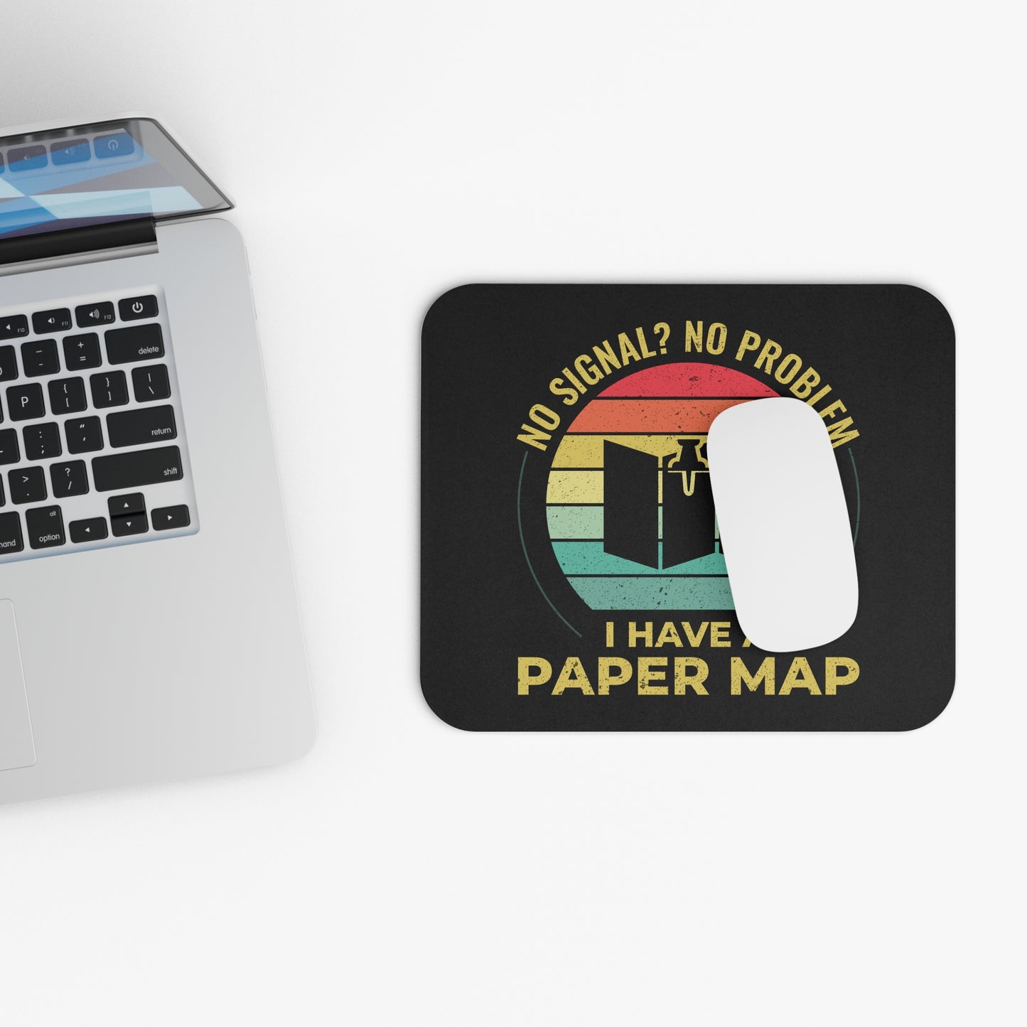 Paper Map Outdoor Mouse Pad - Off-Grid Navigation Non-Slip Rubber Base for Hikers & Preppers