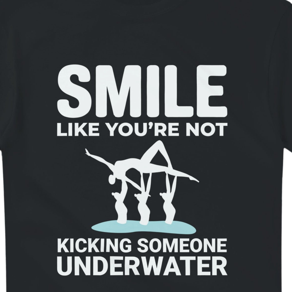 Black t-shirt with white text and graphic on a white background