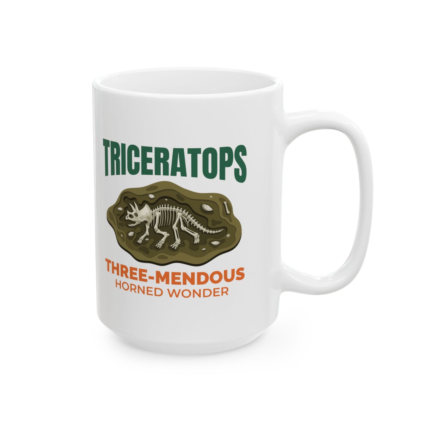 Taza con fósil de dinosaurio Triceratops: la maravilla de tres cuernos