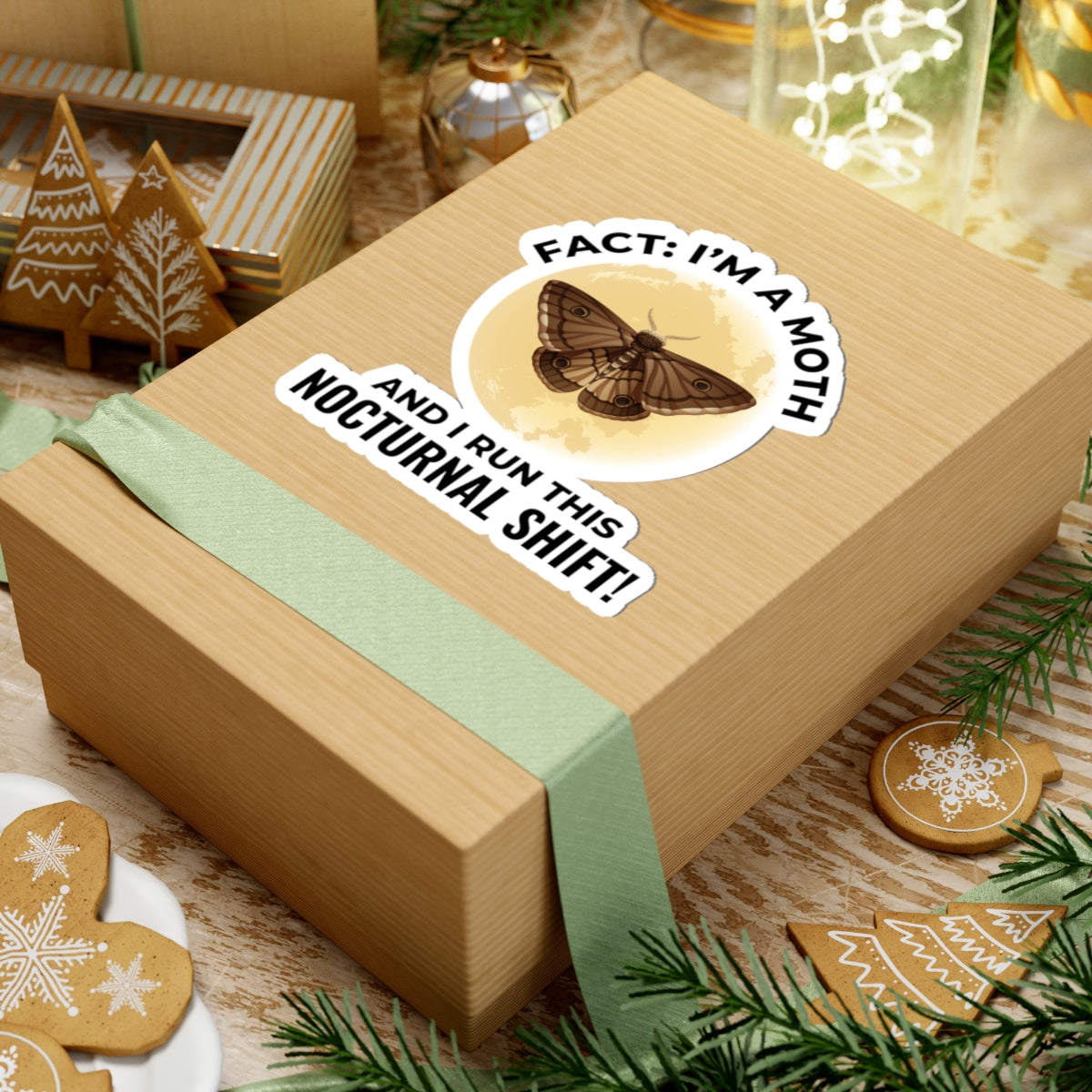 Nocturnal Moth Sticker - Insect Humor Vinyl Decal for Entomology Fans & Night Nature Lovers