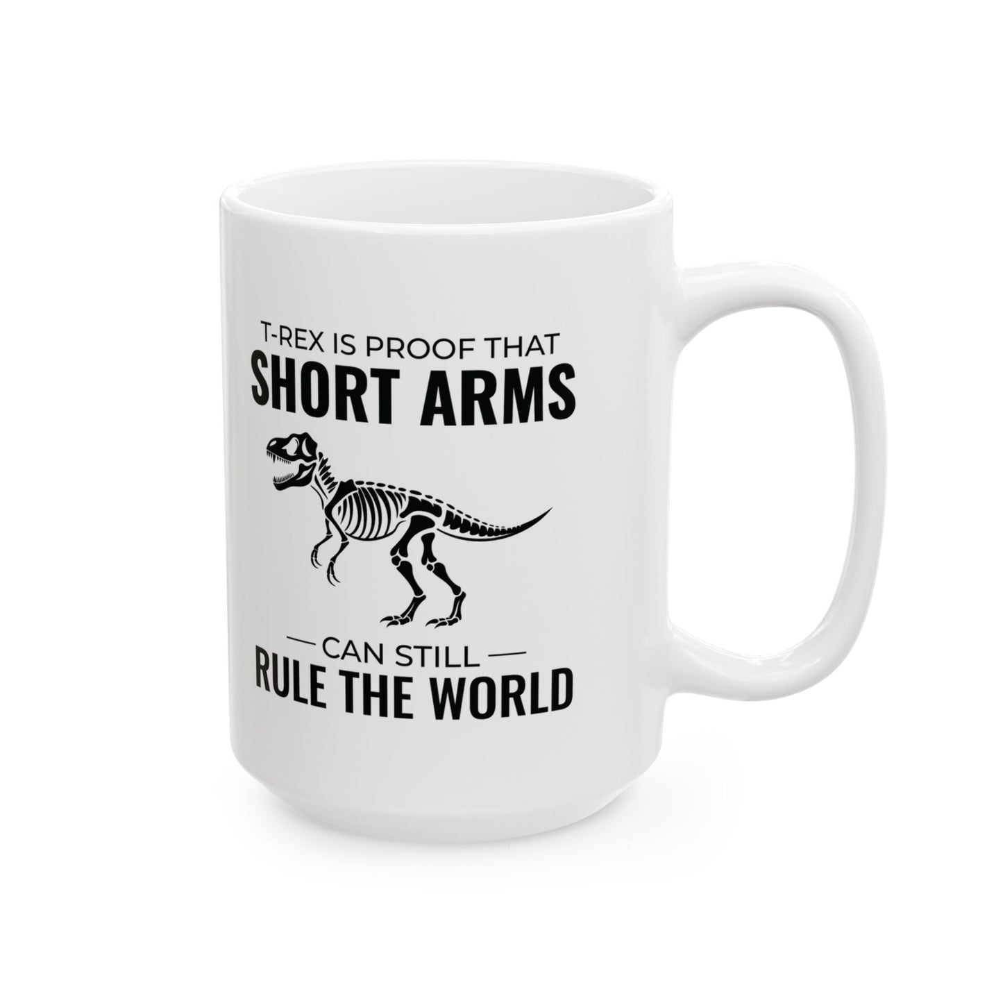 Taza con fósil de dinosaurio para amantes de la paleontología, diseño de T-Rex con brazos cortos