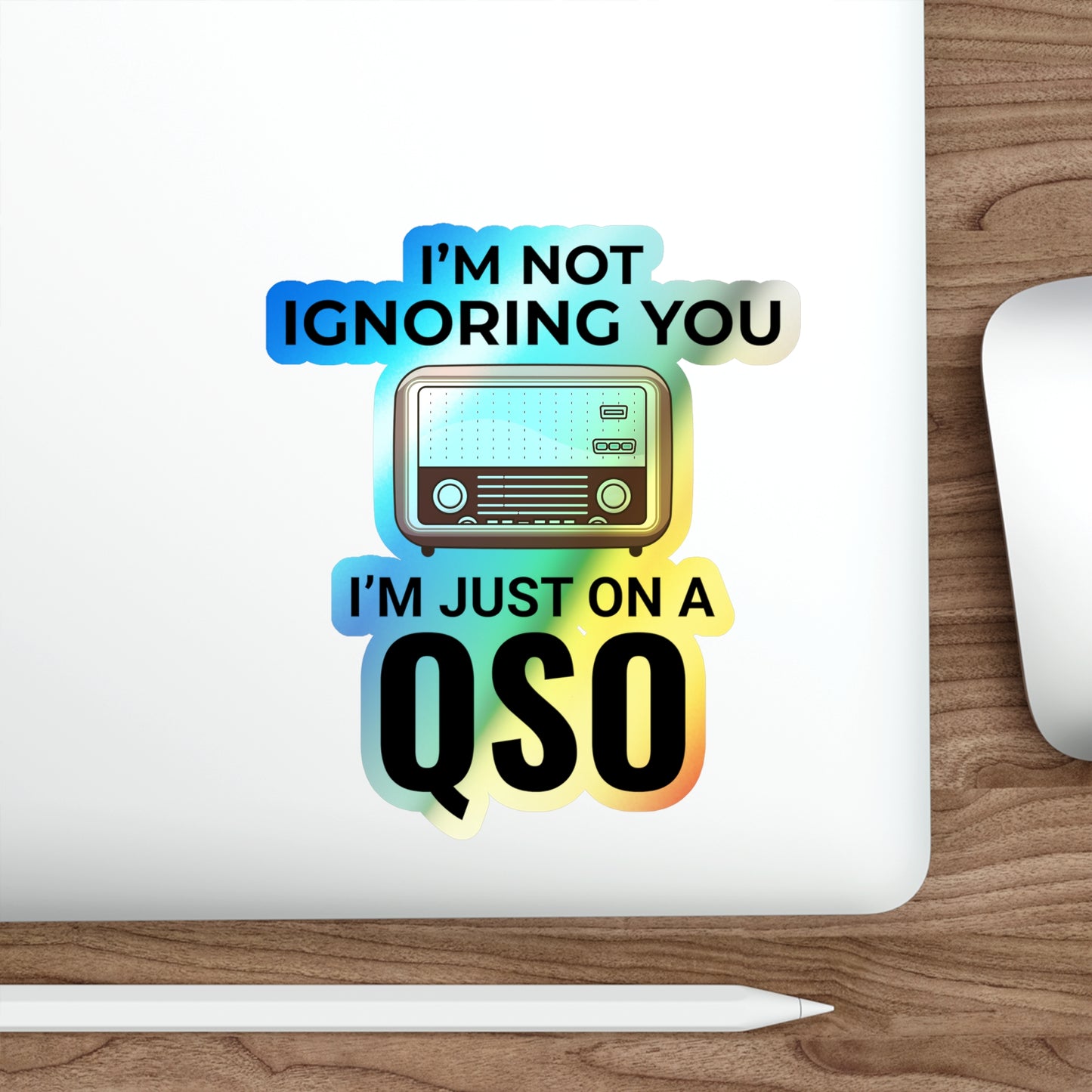 Amateur Ham Radio Operator Stickers Holographic Vinyl Decal - QSO Focused & On Air Now
