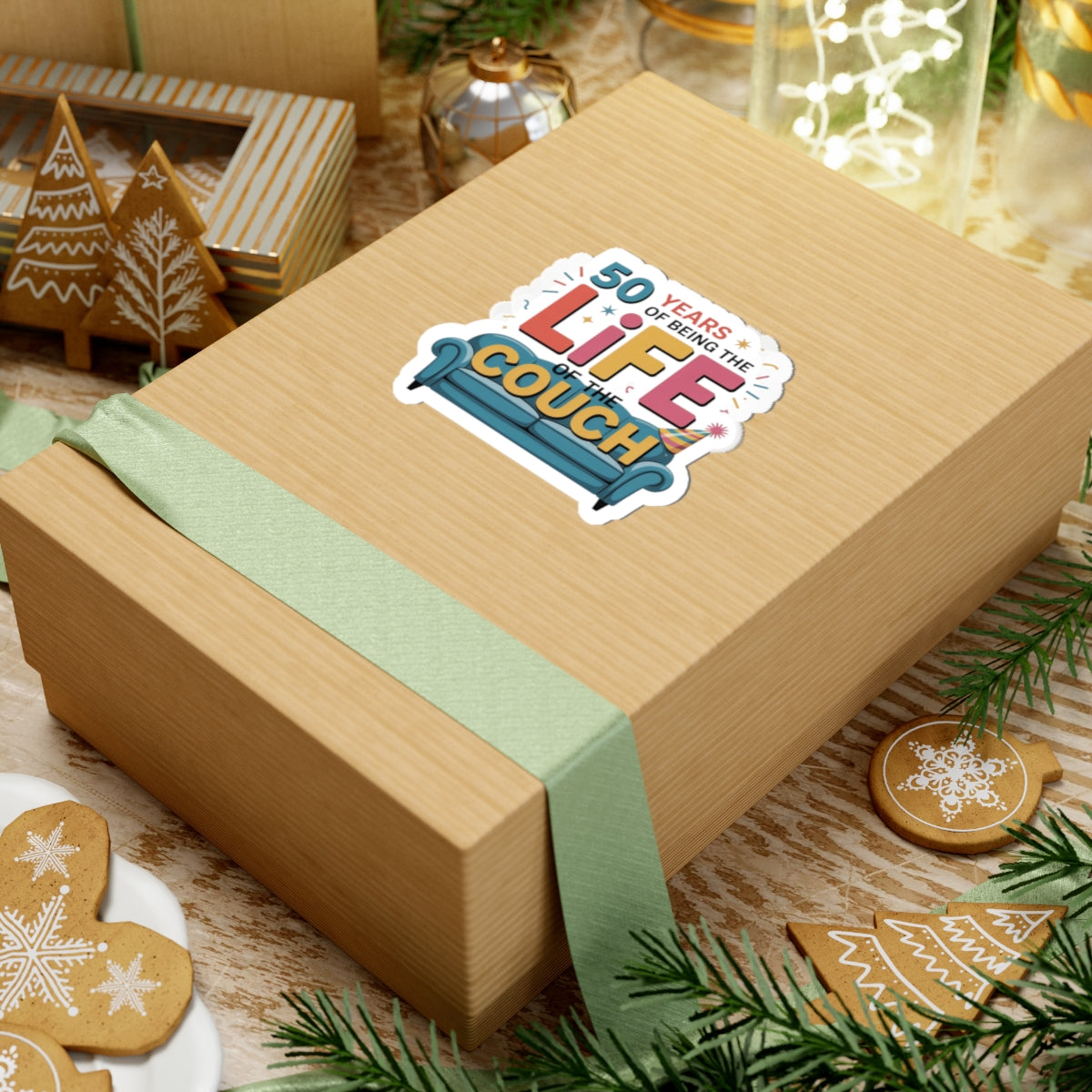 Funny 50th Birthday Sticker - Lazy Humor Vinyl Decal for Men, Women, Couch Lovers, and Homebodies Turning Fifty