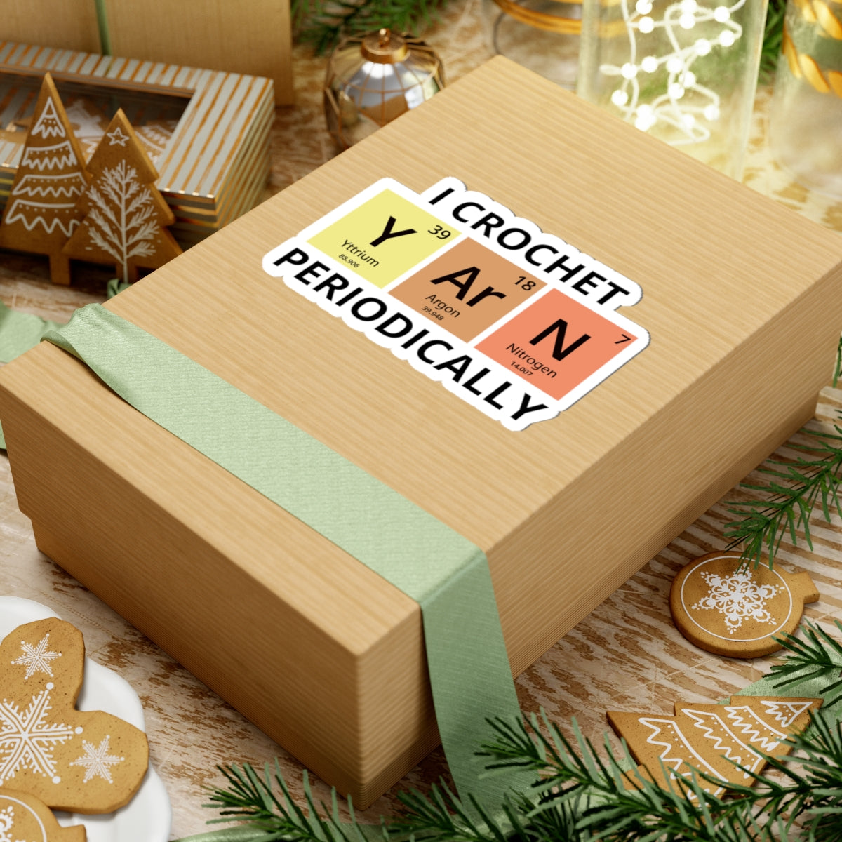 Periodic Crochet Sticker - Science Craft Vinyl Decal for Knitters & Chemistry Enthusiasts