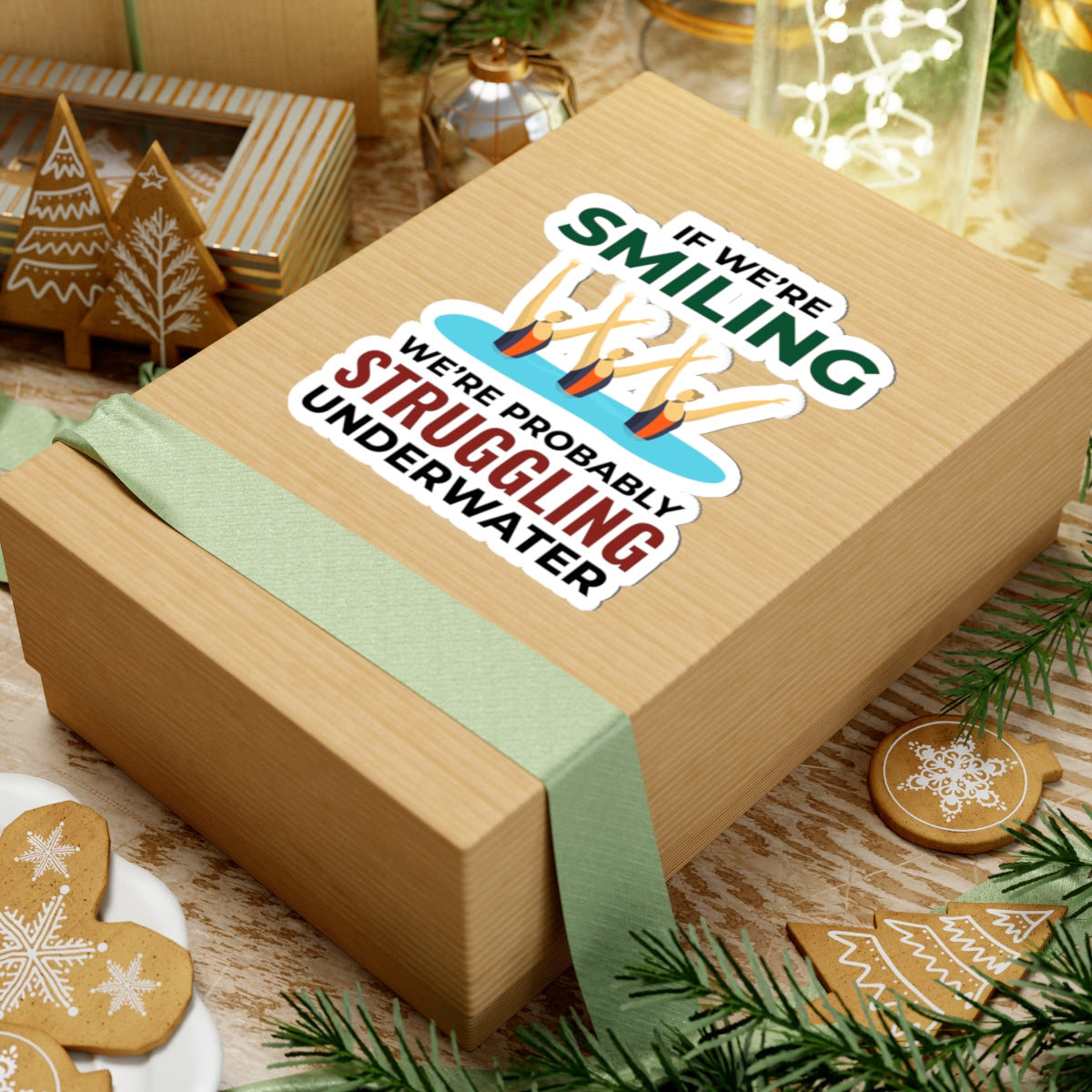 Funny Synchronized Swimming Sticker - Underwater Struggle Vinyl Decal for Swimmers