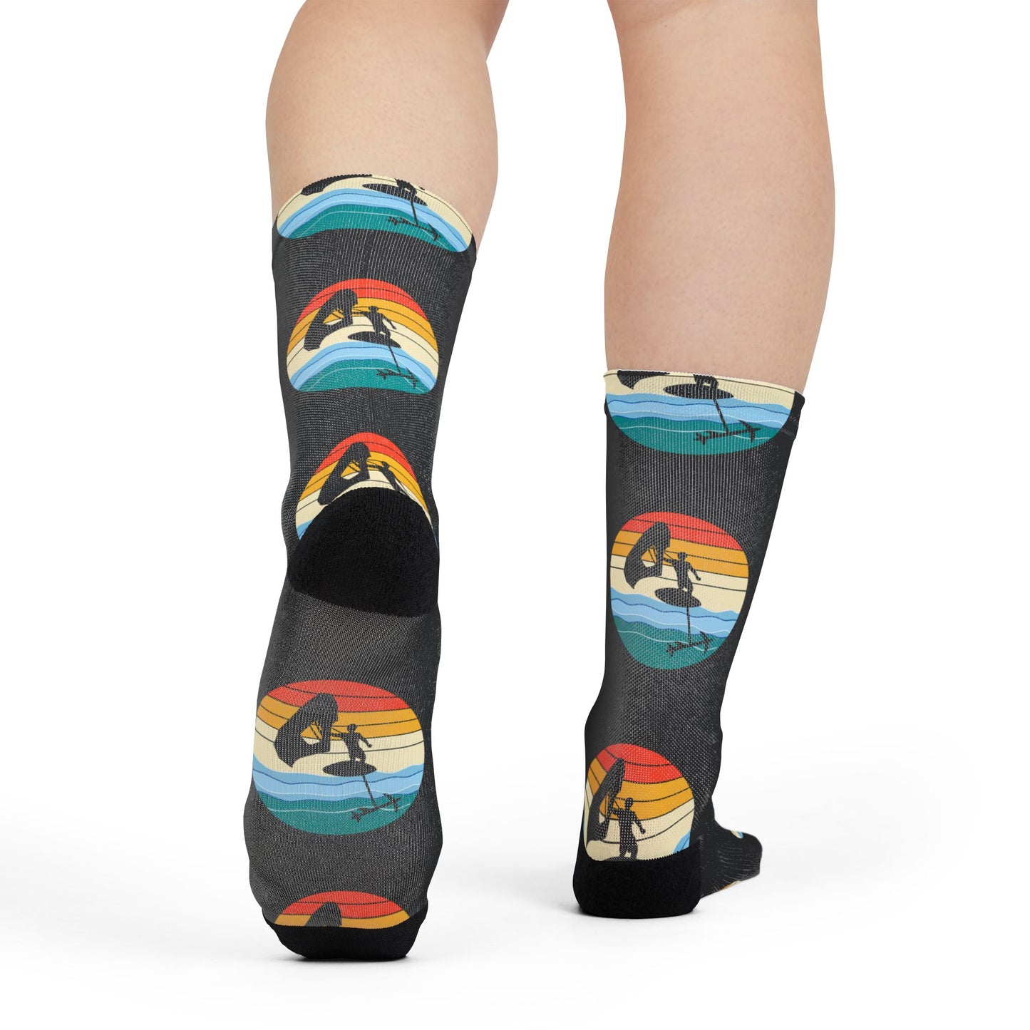 Wing Foiling Socks - Retro Sunset Design for Foil Riders