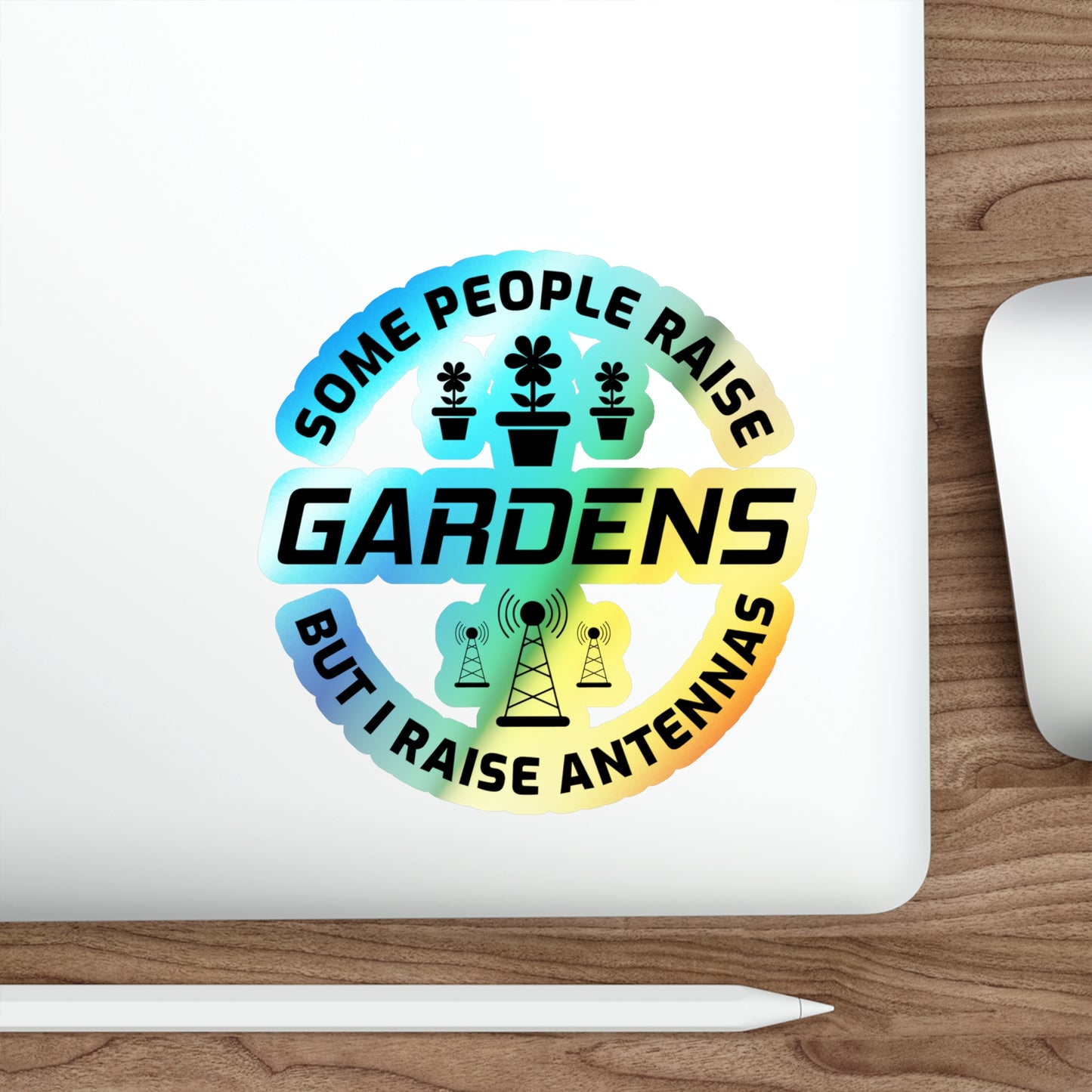 Amateur Ham Radio Operator Stickers Holographic Vinyl Decal - Antenna Builder & DX Enthusiast