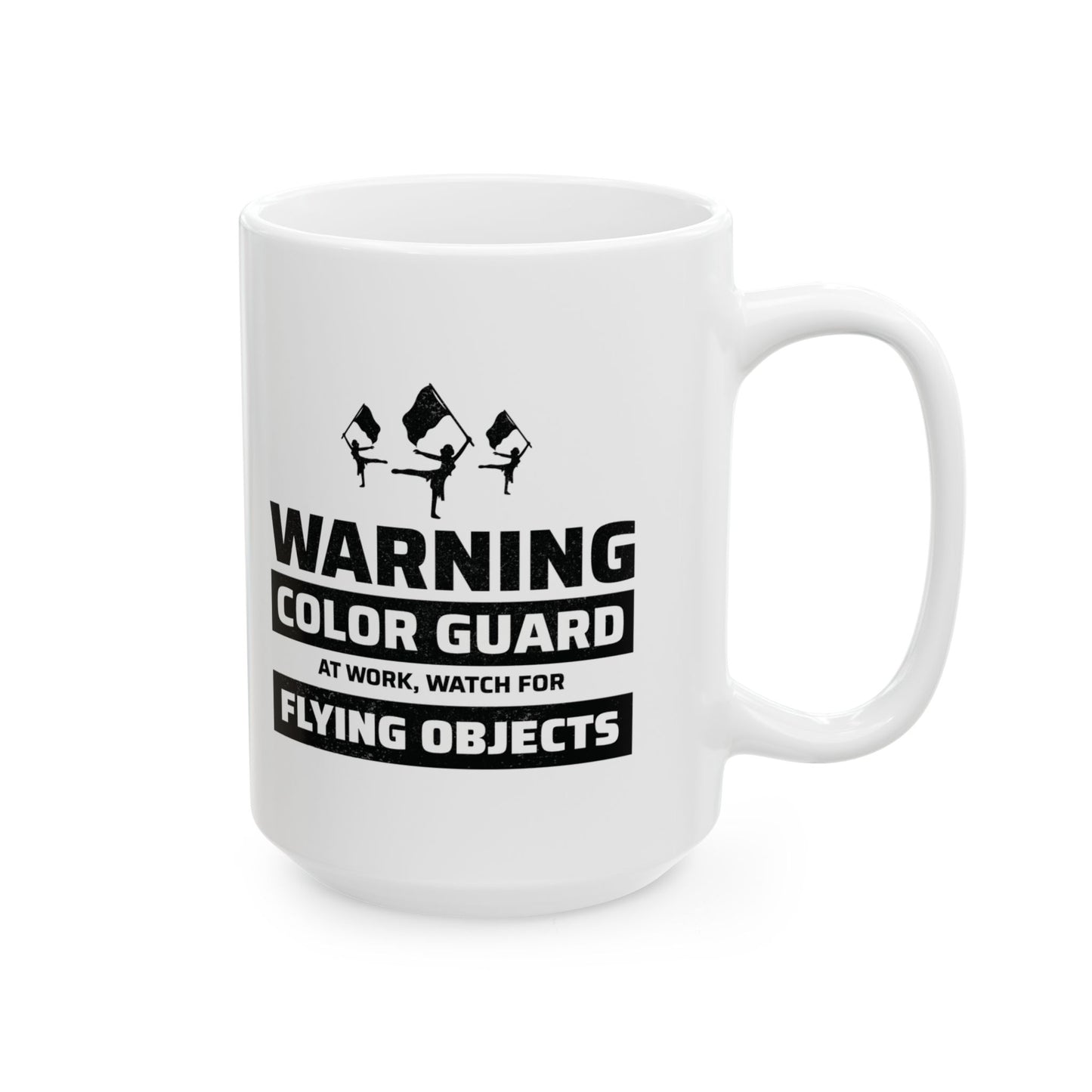 Color Guard Mug - Flying Objects Warning Design for Enthusiasts