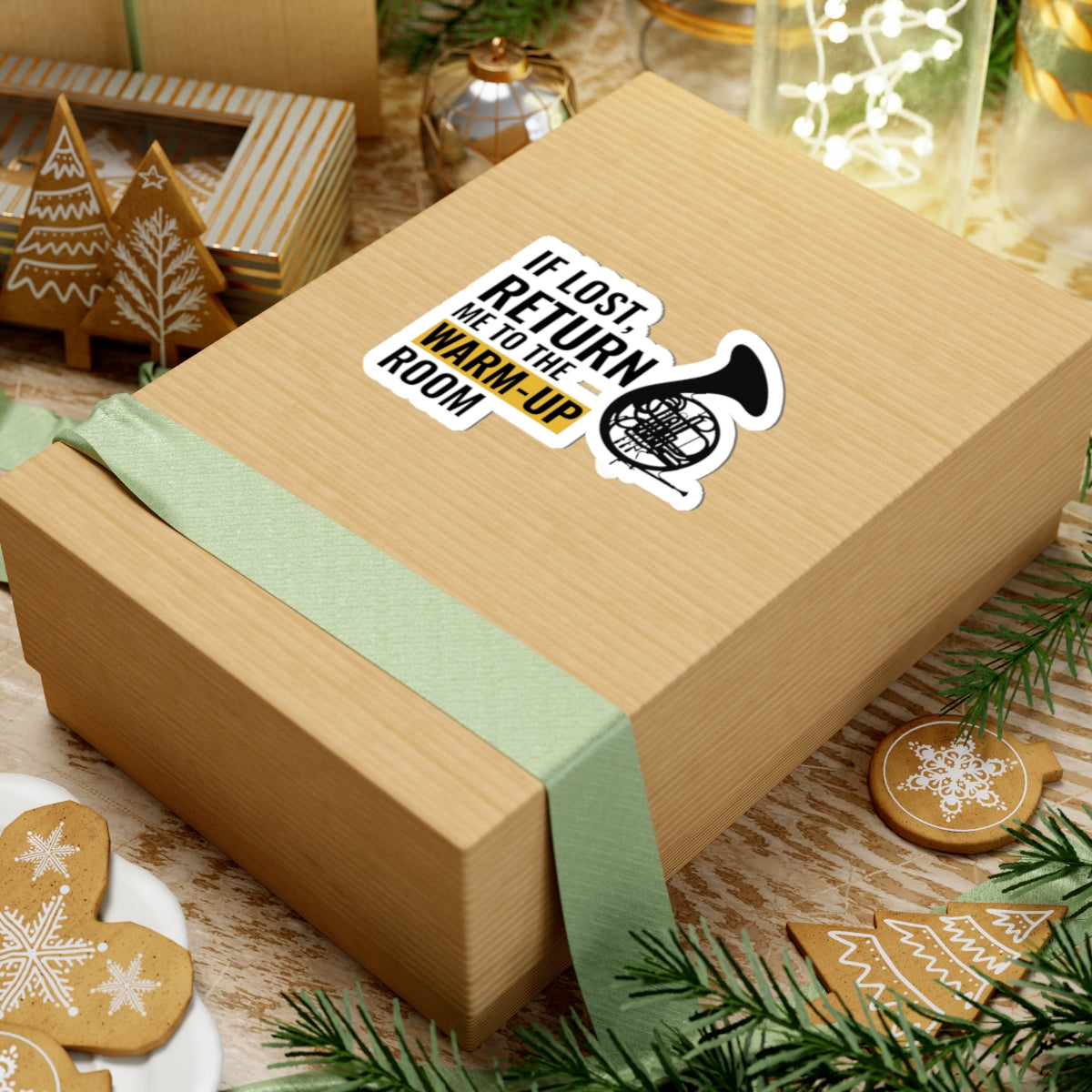 French Horn Sticker - Warm-Up Room Vinyl Decal for Musicians