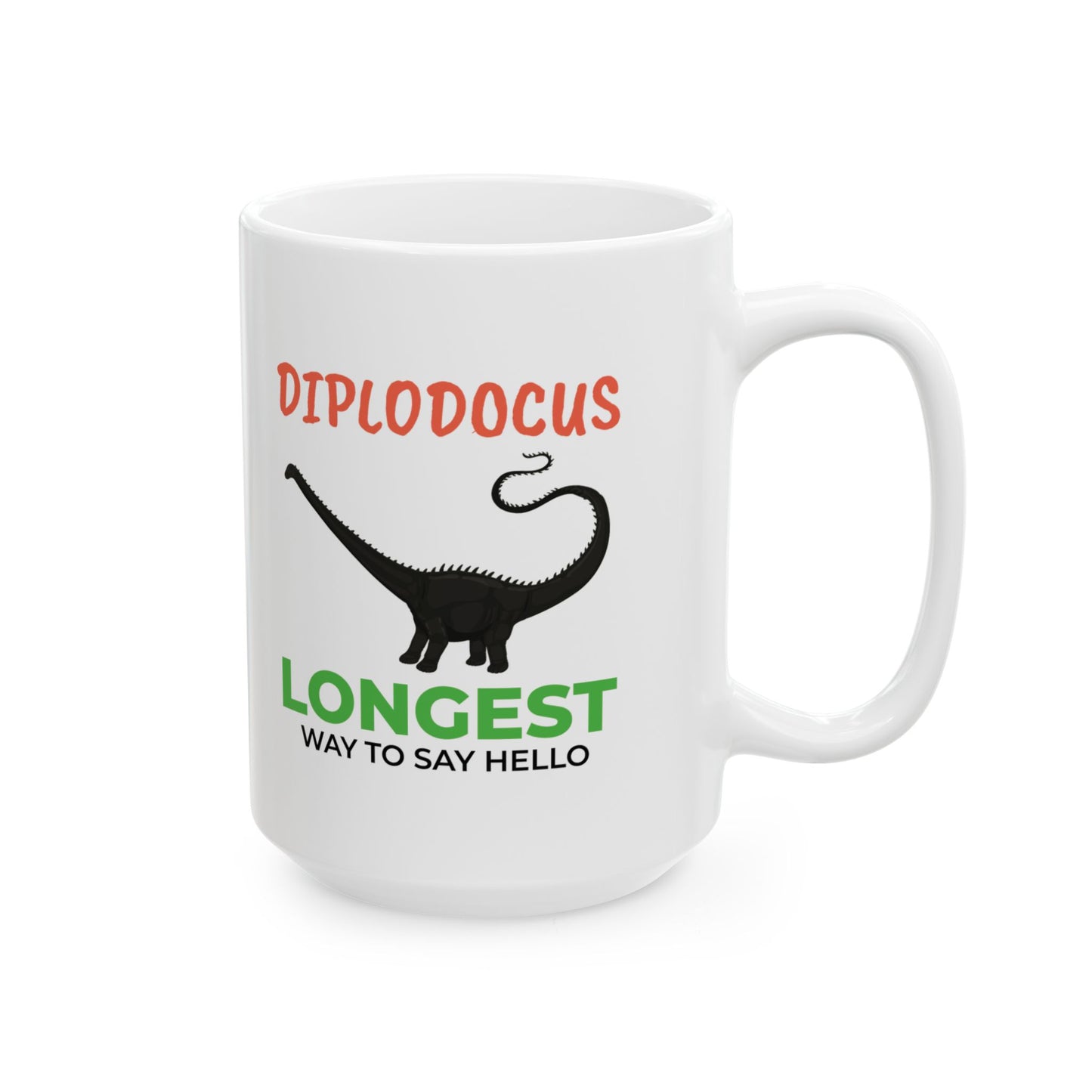 Taza con fósil de dinosaurio para entusiastas de los saurópodos, diseño de silueta de diplodocus