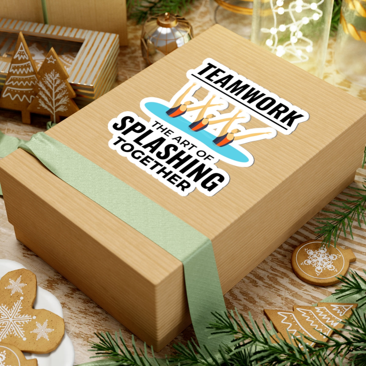 Playful Synchronized Swimming Sticker - Team Splash Art Vinyl Decal for Swim Teams