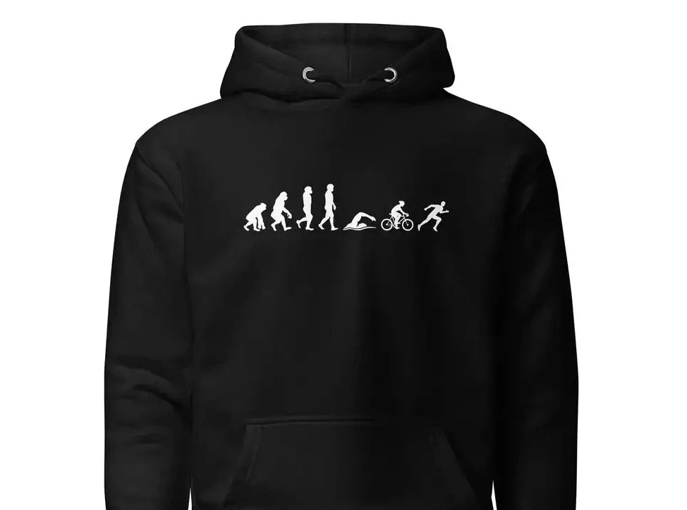Funny Triathlon Hoodie: Evolution from Caveman to Triathlete