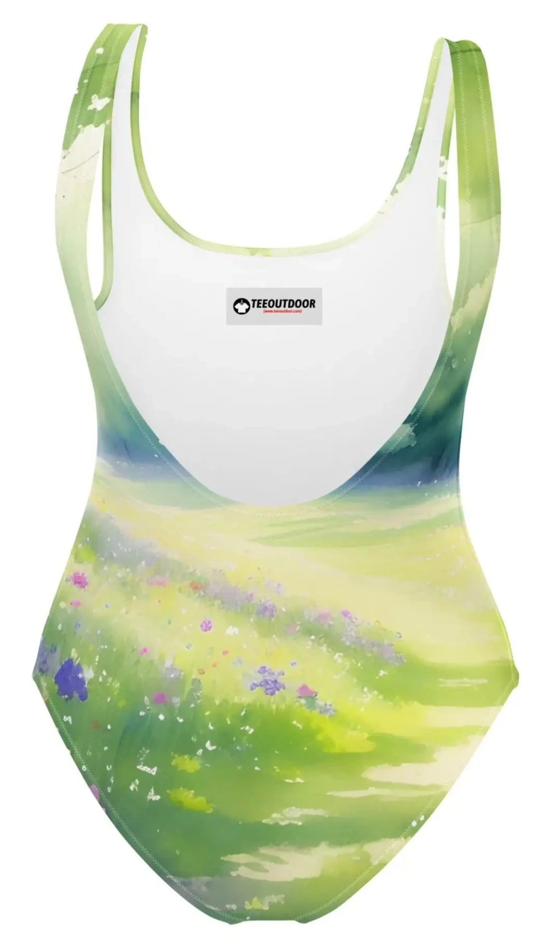 Wildflower Serenity: Illustrated One-Piece Swimsuit