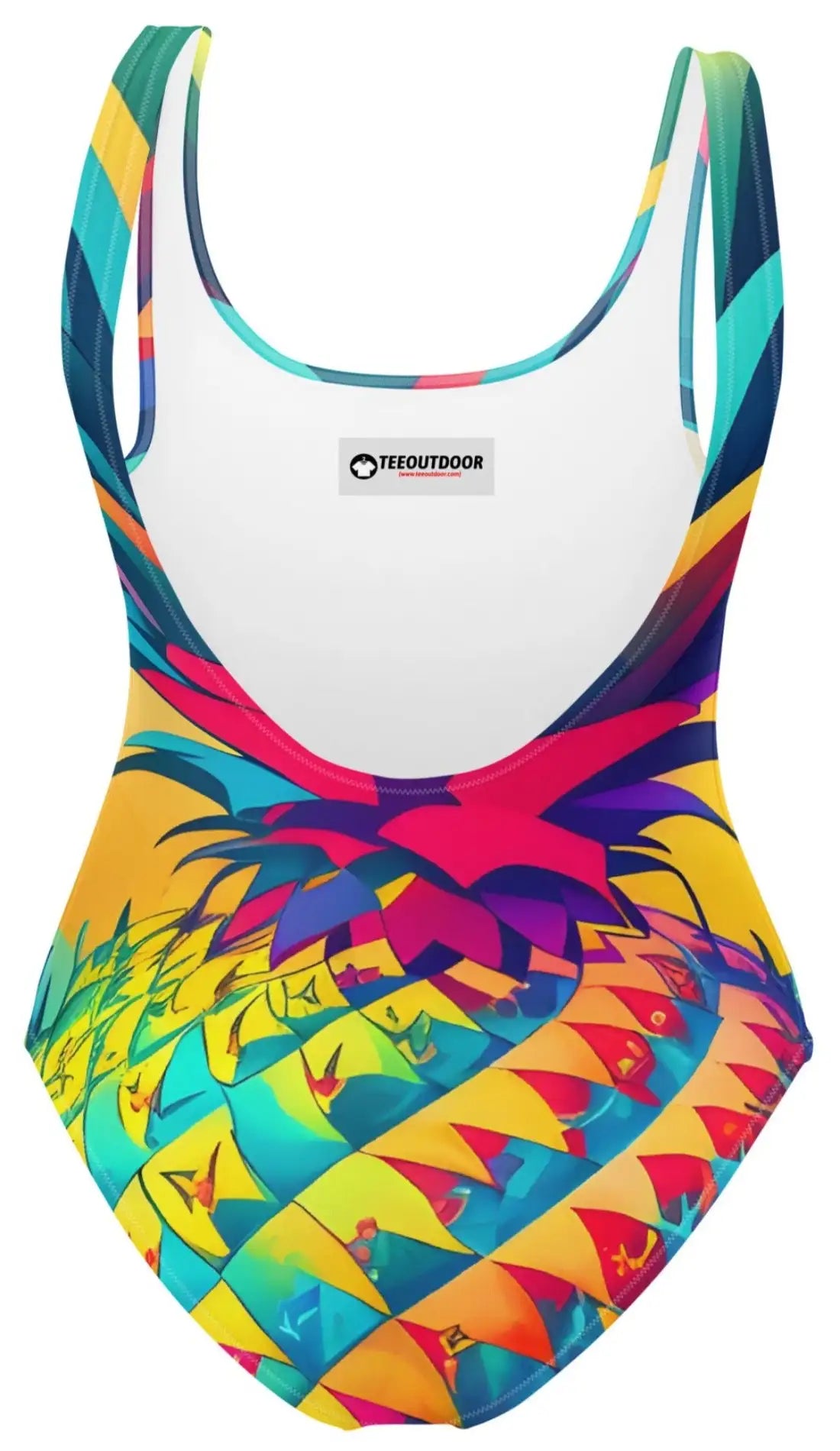 Geometric Pineapple: Vibrant Abstract One-Piece Swimsuit