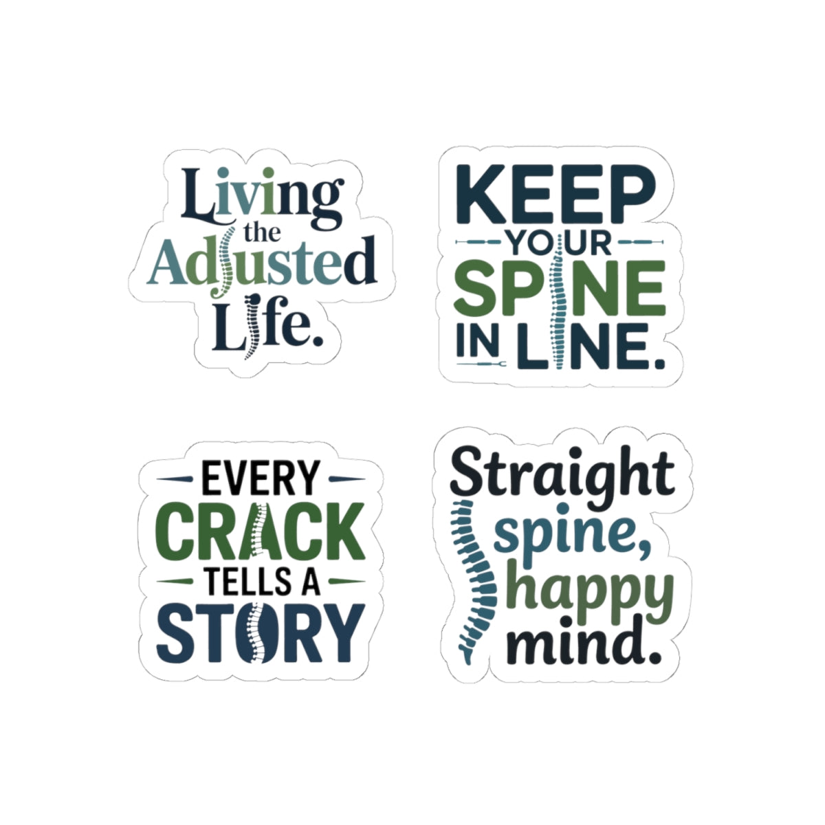 Chiropractor Sticker Pack – 4 PCS Inspirational Spine Health Decals for Chiropractic Doctors Clinic Staff