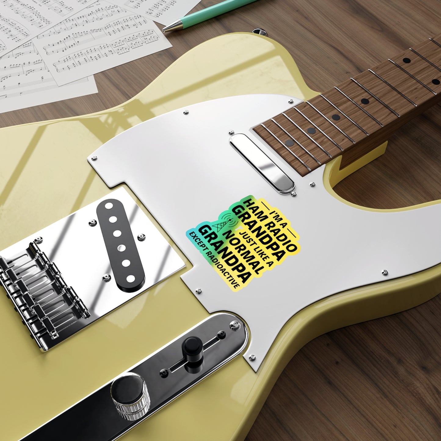 Amateur Ham Radio Operator Stickers Holographic Vinyl Decal - Call Sign & QRP for Radioactive Grandpas