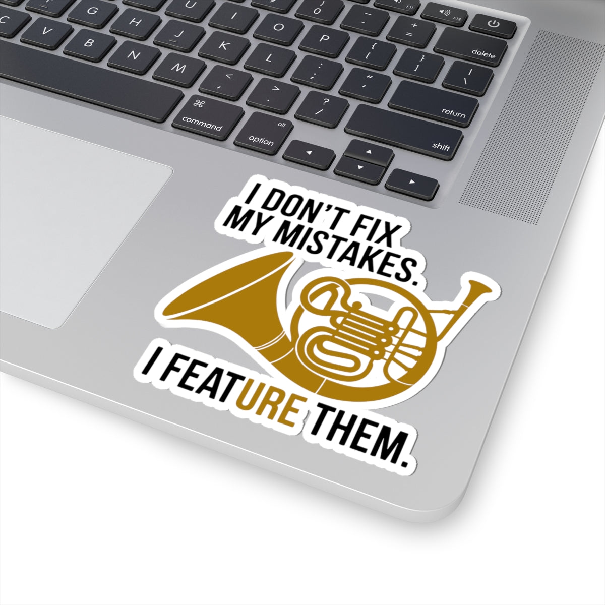 French Horn Confidence Sticker - Featured Mistakes Vinyl Decal for Musicians