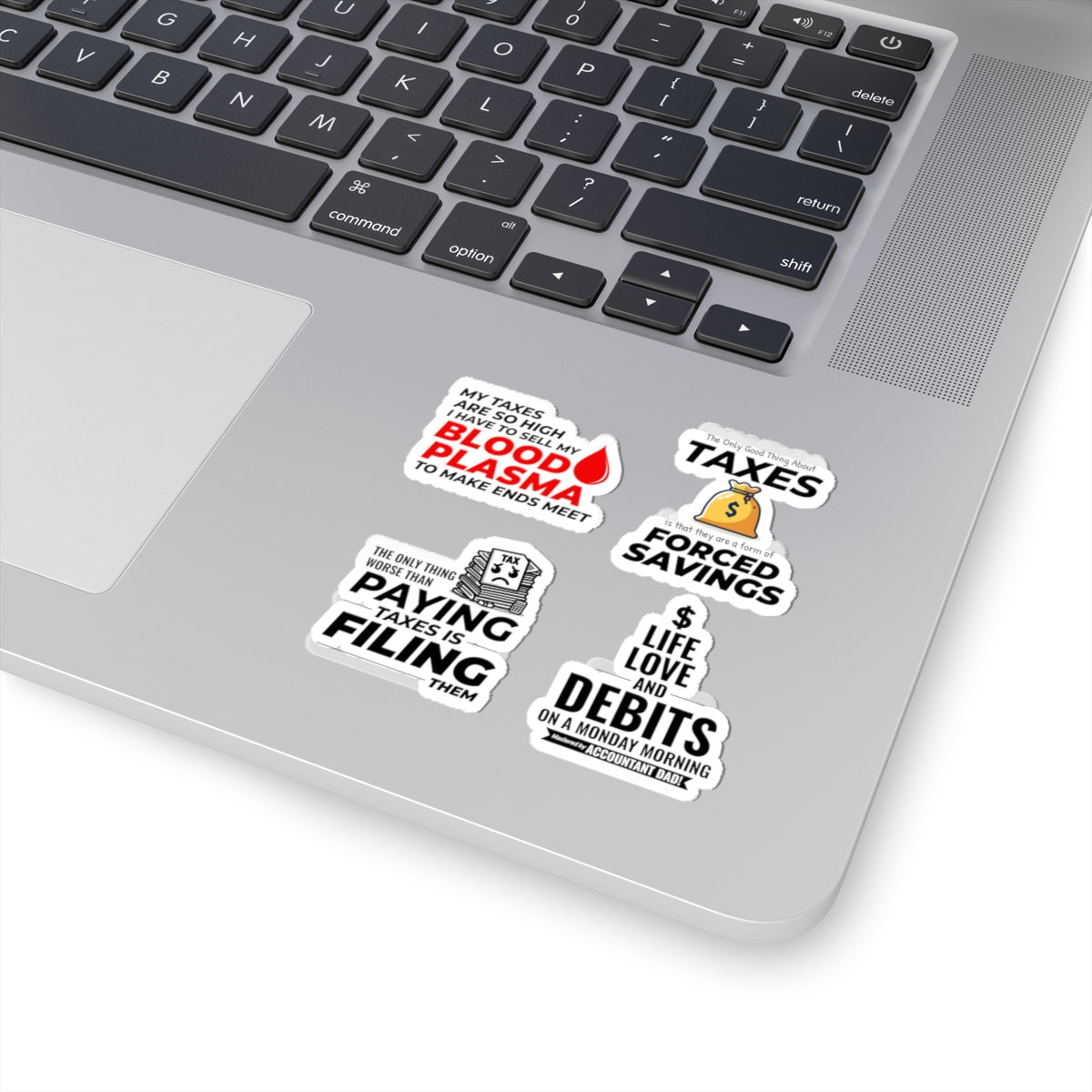Accountant Sticker Pack – 4 PCS Funny Tax Filing Forced Savings Decal Set for Accountants Dad Finance Pros