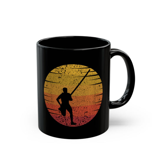 Pole Vault Mug Black – Track & Field Gift for Pole Vaulters Vintage Sunrise Theme 11oz