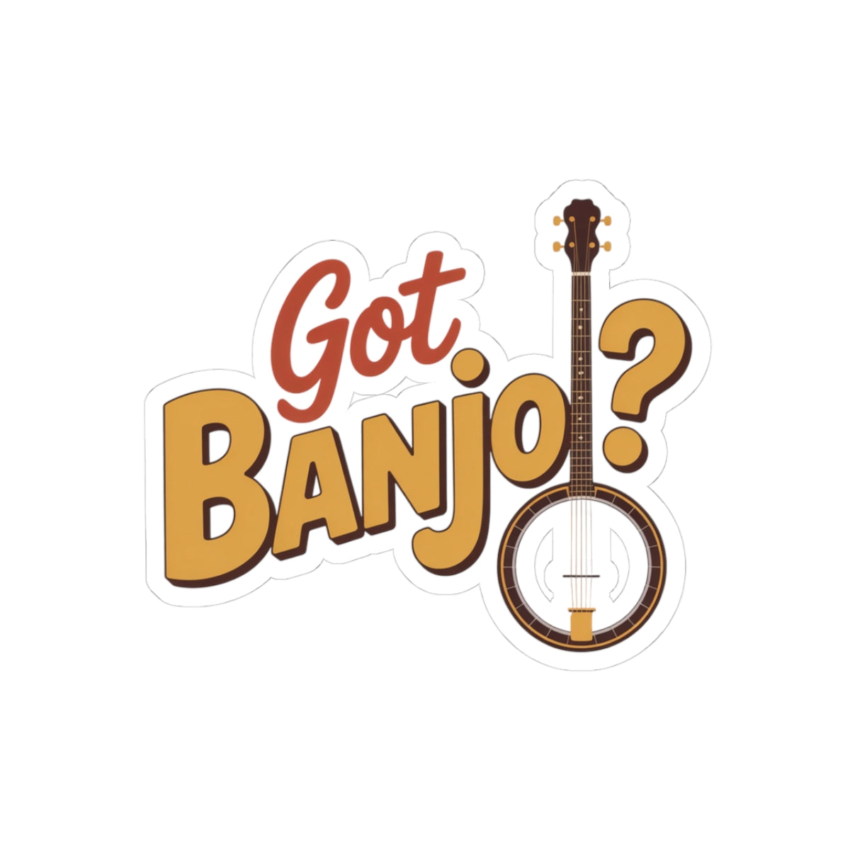 Banjo Sticker – Retro Humor Playful Decal for Bluegrass Musicians Five-String Instrument Lovers