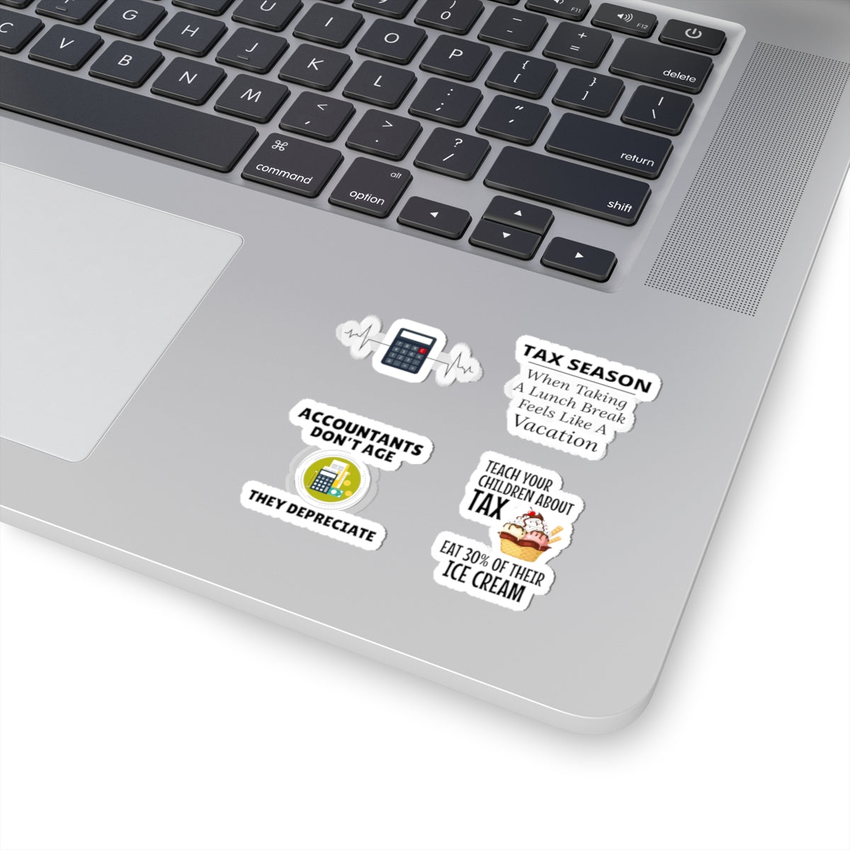 Accountant Sticker Pack – 4 PCS Funny Depreciate Ice Cream Decal Set for Accountants CPAs Finance Pros