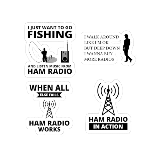 Ham Radio Sticker Pack – 4 PCS Funny Fishing Operator Decals for Amateur Hobbyists Transmission Enthusiasts