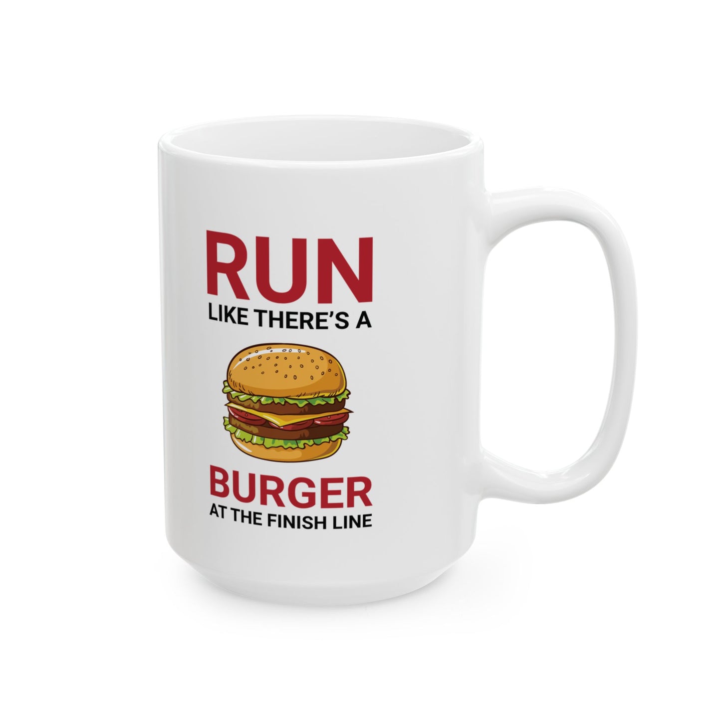 Running Mug - Funny Runner Gift, Burger Lover, Marathon Motivation