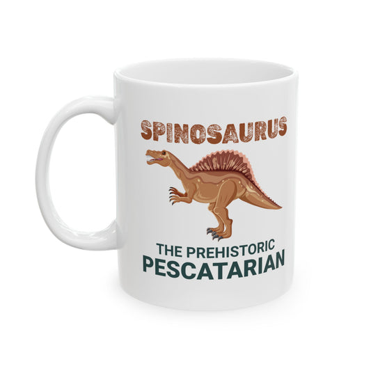 Dinosaur Fossil Mug Spinosaurus Pescatarian Design for Paleontology Lovers