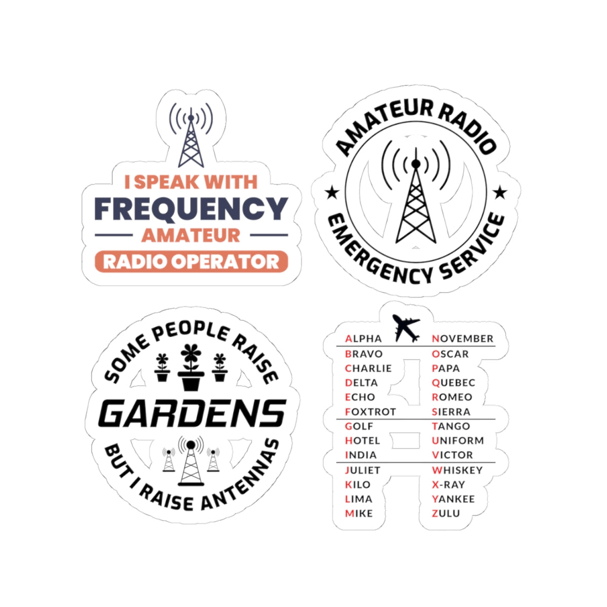 Ham Radio Sticker Pack – 4 PCS Funny Antenna Frequency Decals for Amateur Operators Emergency Service Fans