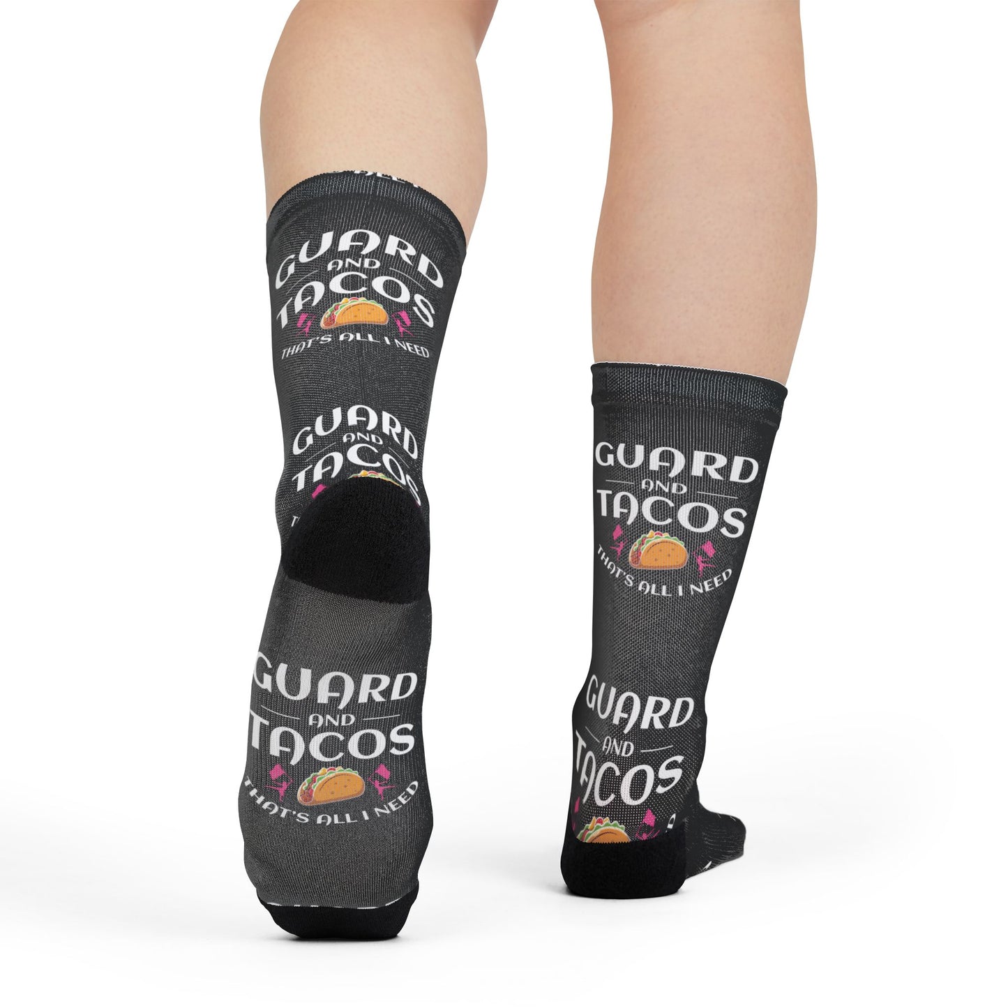 Color Guard Socks – Perfect for Performers & Marching Teams, "Color Guard and Tacos" Design
