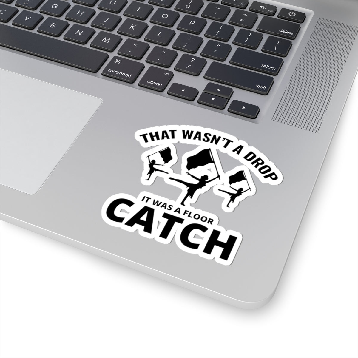 Color Guard Humor Sticker Vinyl: Floor Catch Twirling Dancer, Flag Twirling