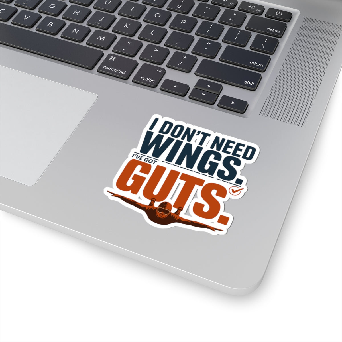 BASE Jumping Sticker – Bold No Wings Needed Courage Decal for Extreme Sports Fans Adrenaline Junkies