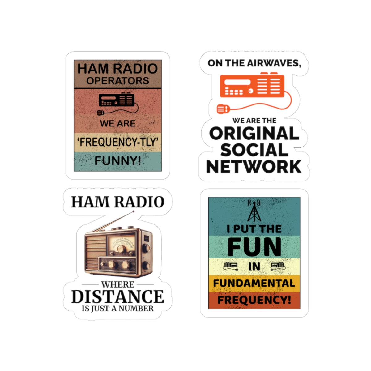 Ham Radio Sticker Pack – 4 PCS Funny Frequency Social Network Decals for Amateur Operators Airwave Hobbyists