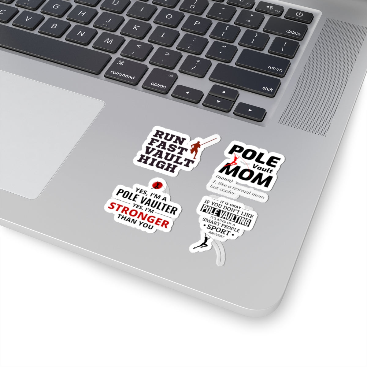 Pole Vault Sticker Pack – 4 PCS Funny Savage Humor Graphic Decal Set for Track and Field Athletes, Vaulters & Sport Moms