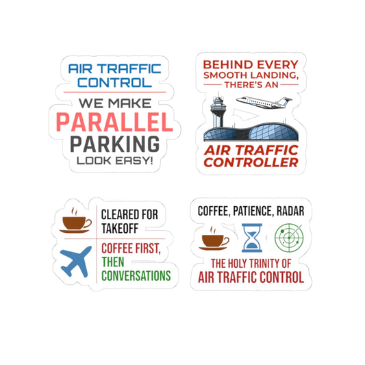 Air Traffic Controller Sticker Pack – 4 PCS Clever Aviation Humor Stickers for ATC Professionals & Aviation Enthusiasts