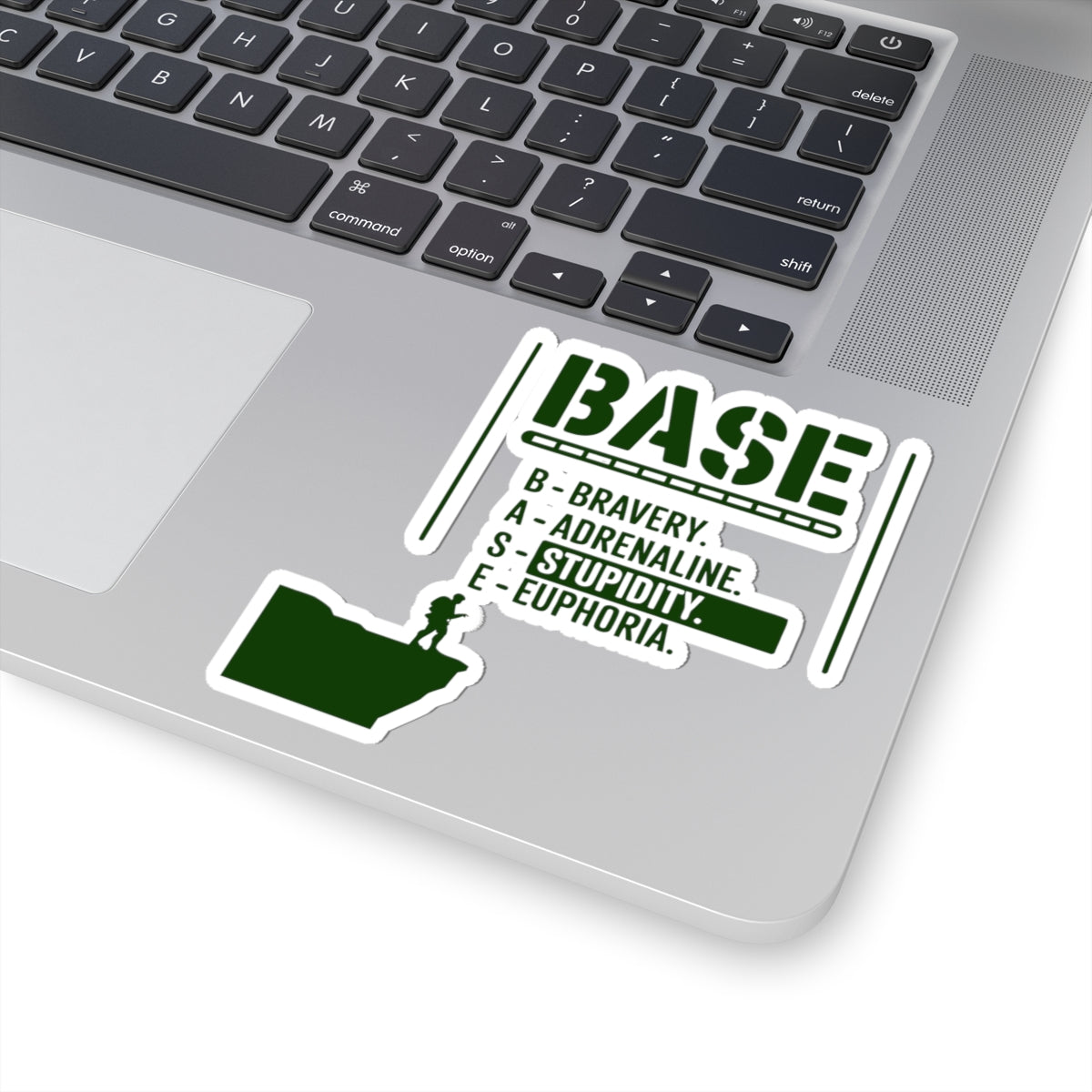 BASE Jumping Sticker – Funny Acronym Definition Stencil Decal for Extreme Sports Fans Adrenaline Junkies