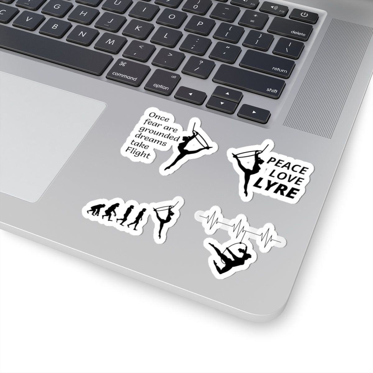 Aerial Hoop Sticker Pack – 4 PCS Inspirational Peace Love Lyre Evolution Decal Set for Aerialists Performers