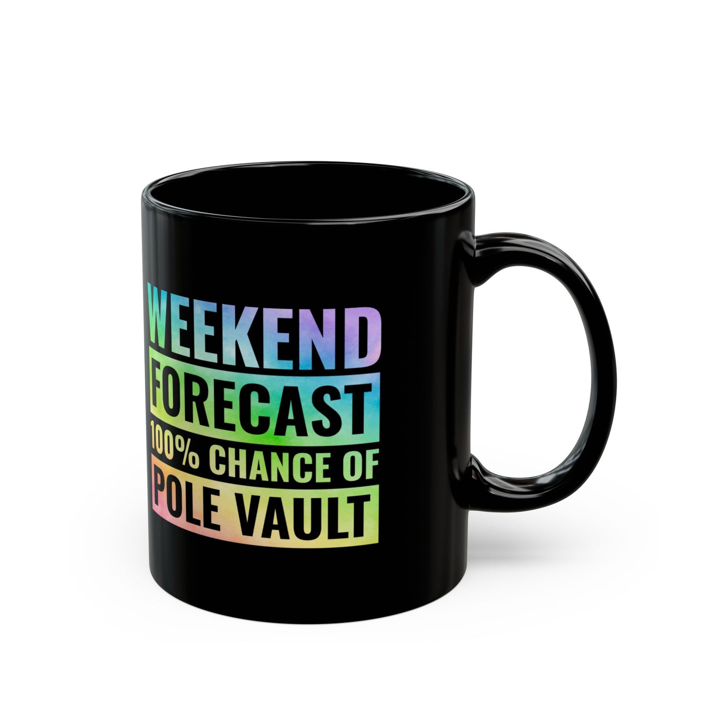 Pole Vault Mug Black – Rainbow Track and Field Gift for Pole Vaulter, Weekend Athlete Cup 11 oz