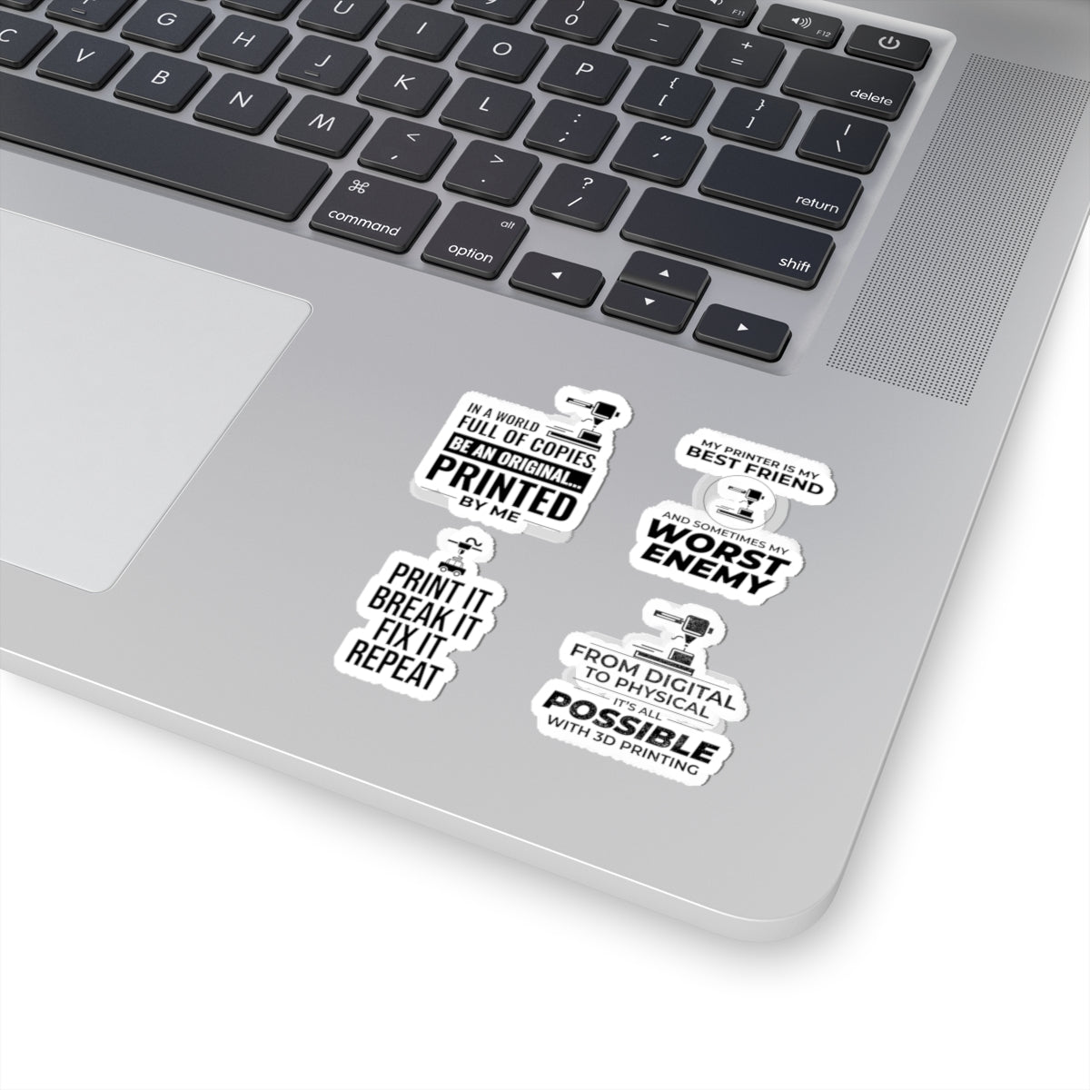 3D Printer Sticker Pack – 4 PCS Funny Original Maker Decal Set for Engineers Hobbyists and Printing Fans