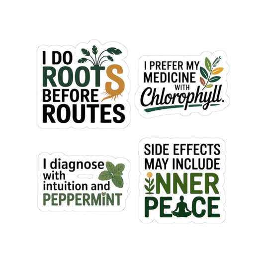 Naturopath Sticker Pack – 4 PCS Funny Chlorophyll Inner Peace Decals for Naturopaths Holistic Health Fans